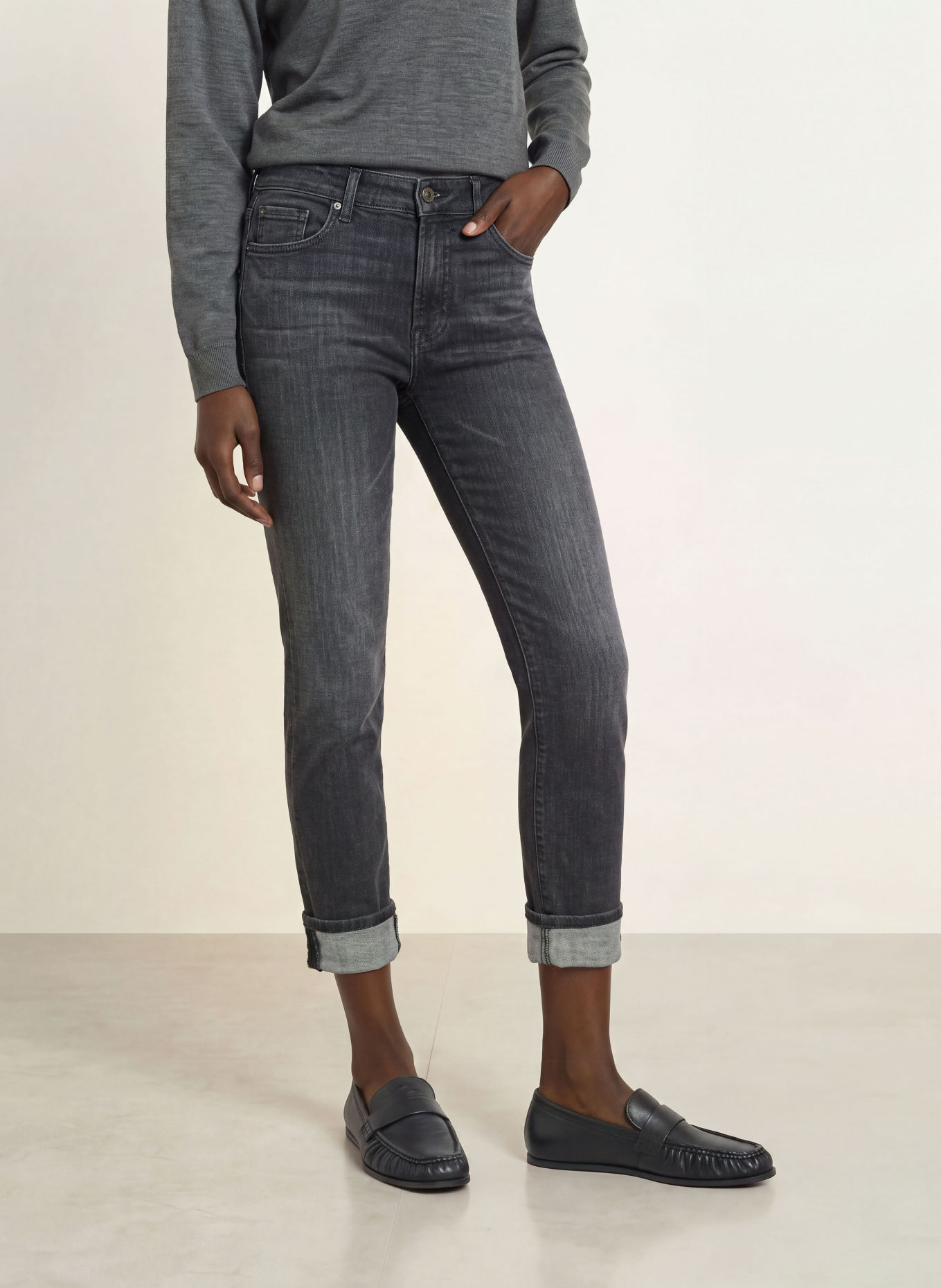 7 for all mankind Skinny jeans RELAXED SKINNY: 45O BLACKOUT