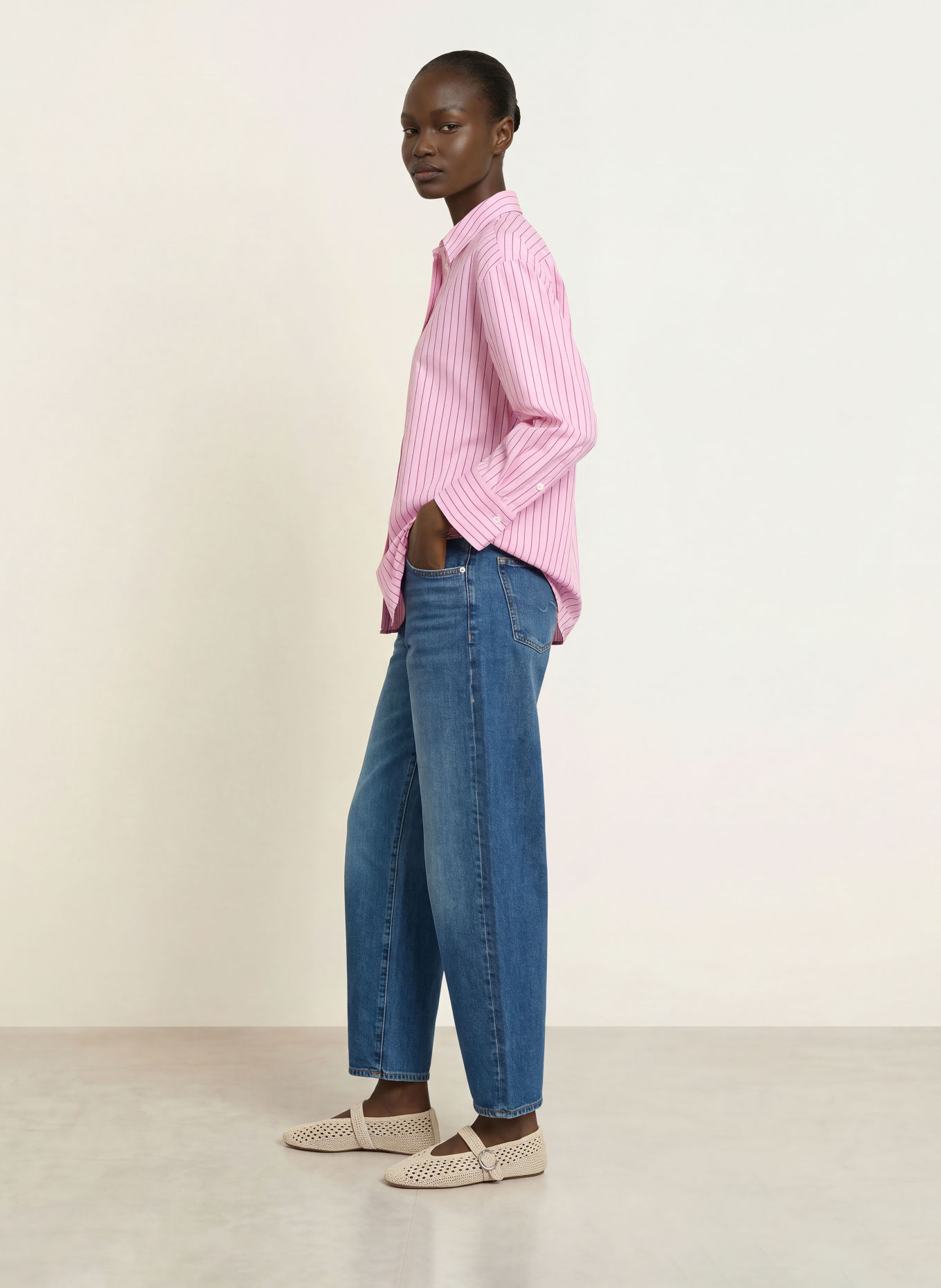 7 for all mankind BONNIE CURVILINEAR Barrel-leg jeans: 43Y SOLARSTORM
