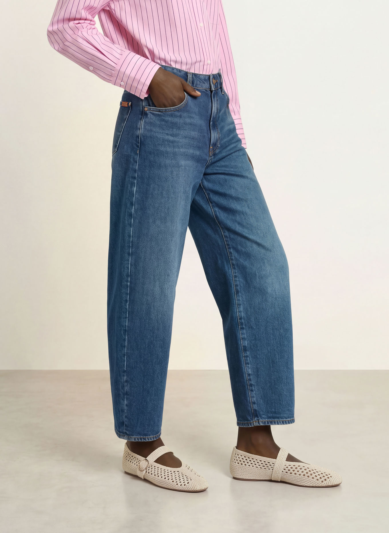 7 for all mankind BONNIE CURVILINEAR Barrel-leg jeans: 43Y SOLARSTORM