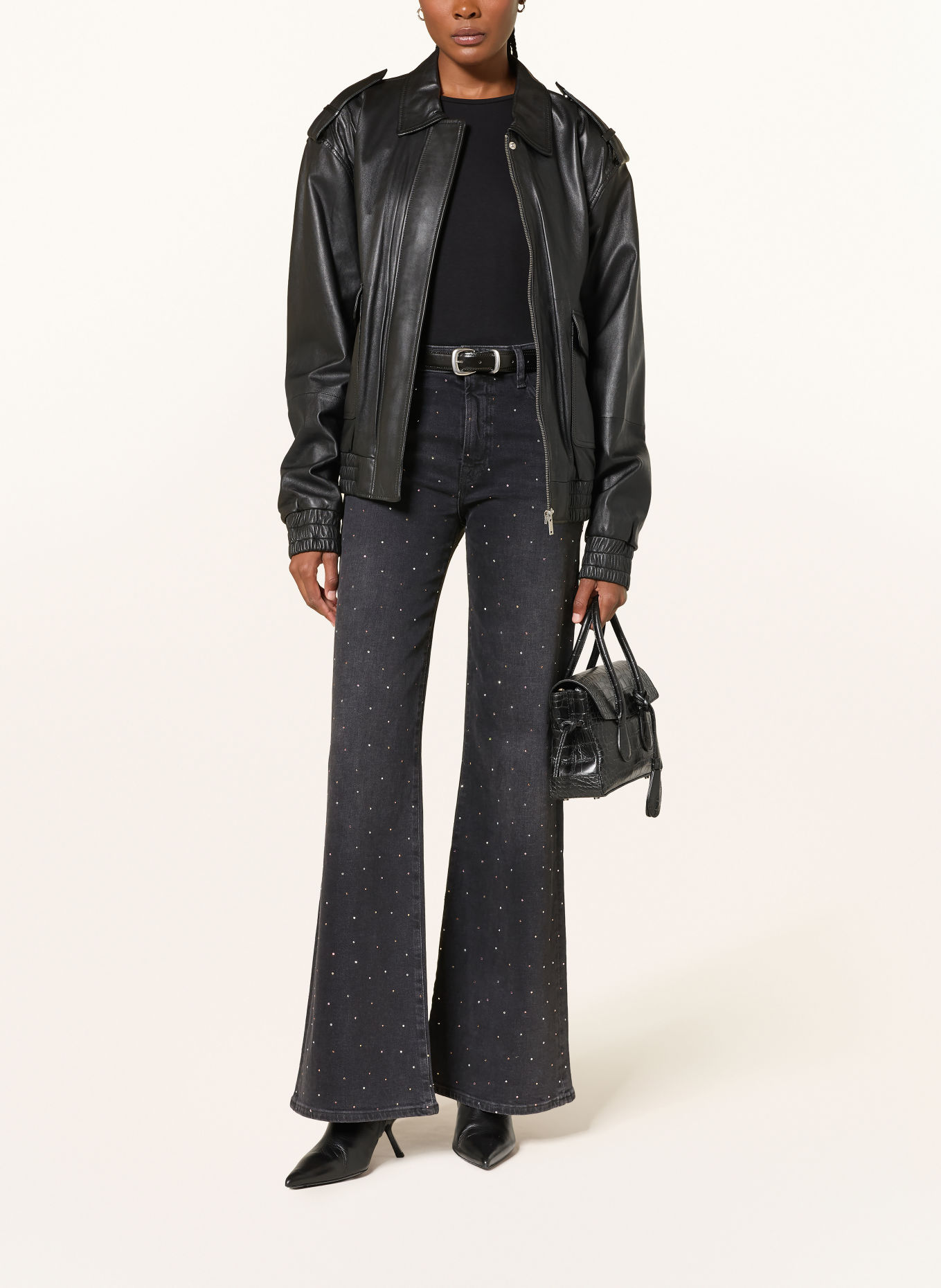 7 for all mankind MODERN DOJO Wide-Leg jeans with Rhinestones: 43O SUPERNOVA
