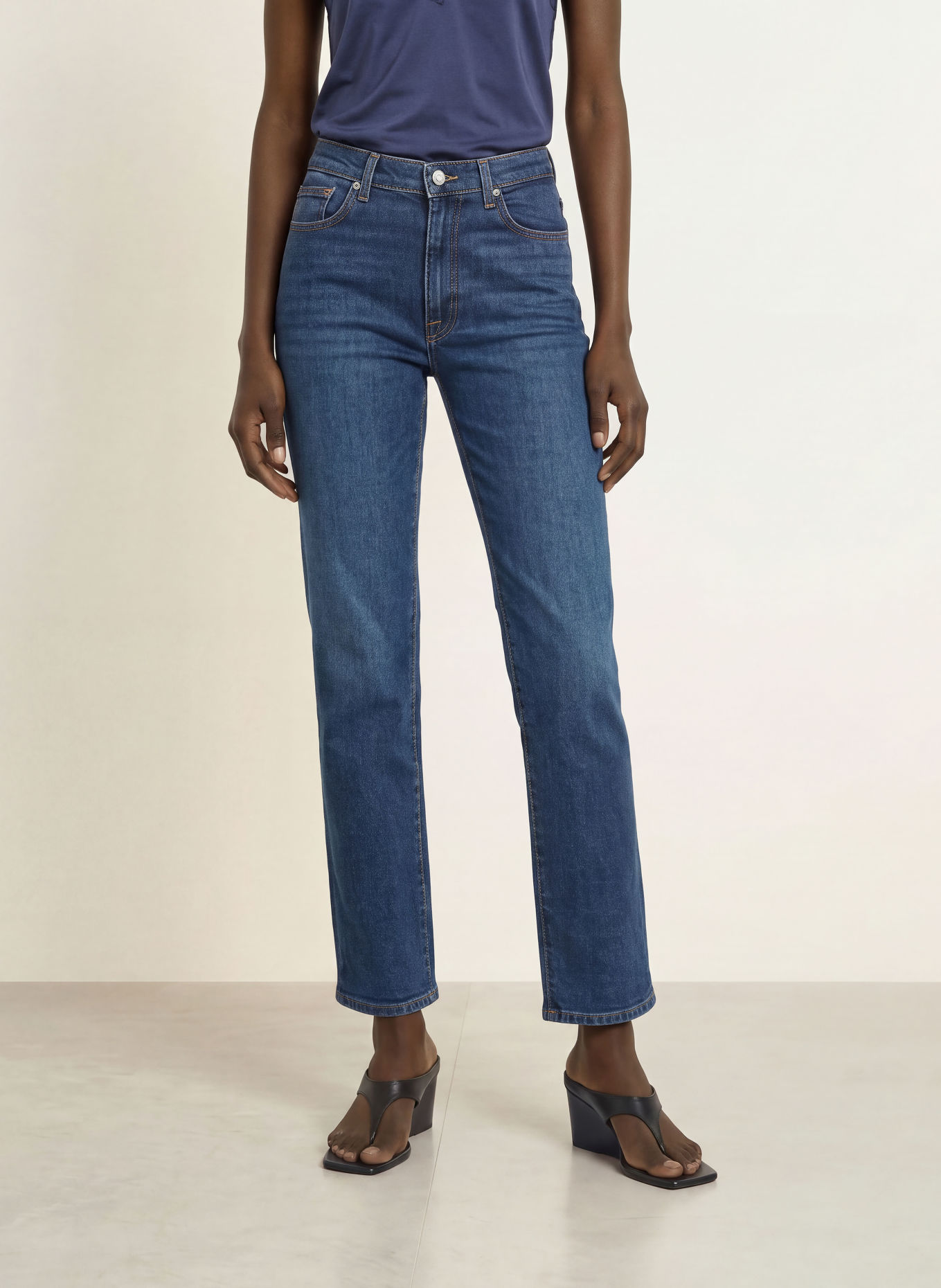 7 for all mankind Straight jeans HIGH RISE STRAIGHT: 43W DEEPFLOW