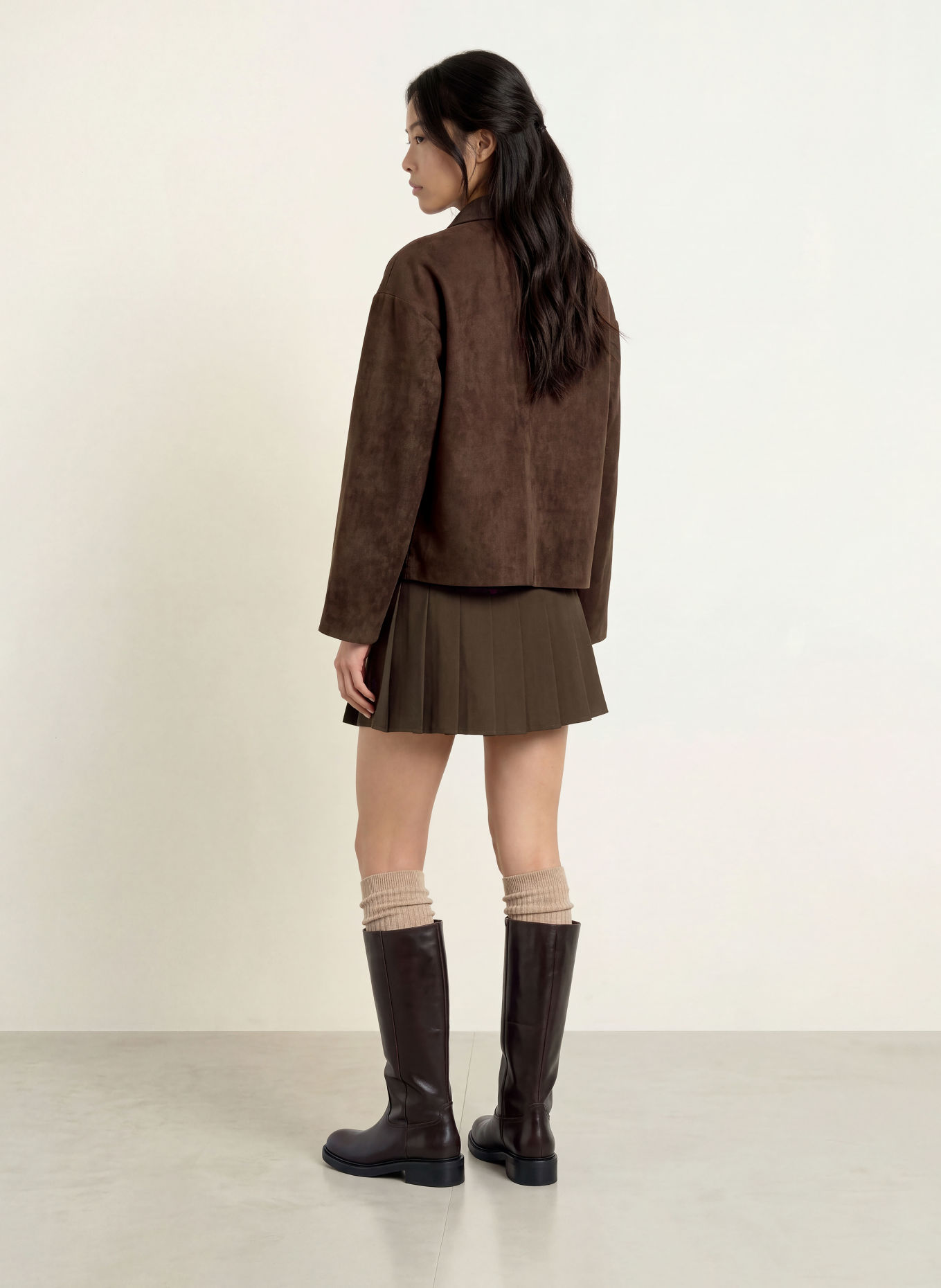 NEO NOIR TITAN Leather-Look Jacket: DARK BROWN