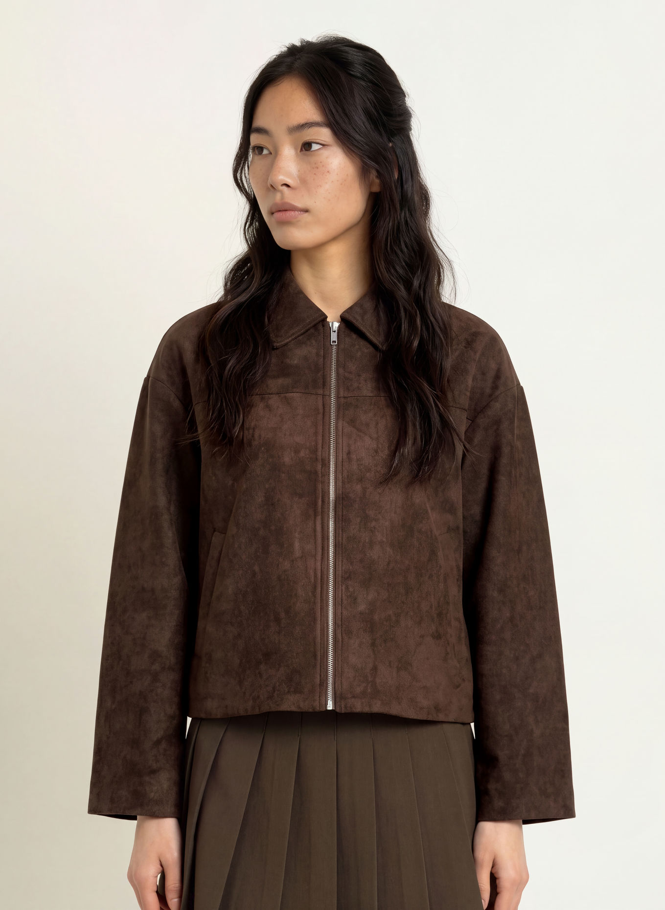 NEO NOIR TITAN Leather-Look Jacket: DARK BROWN
