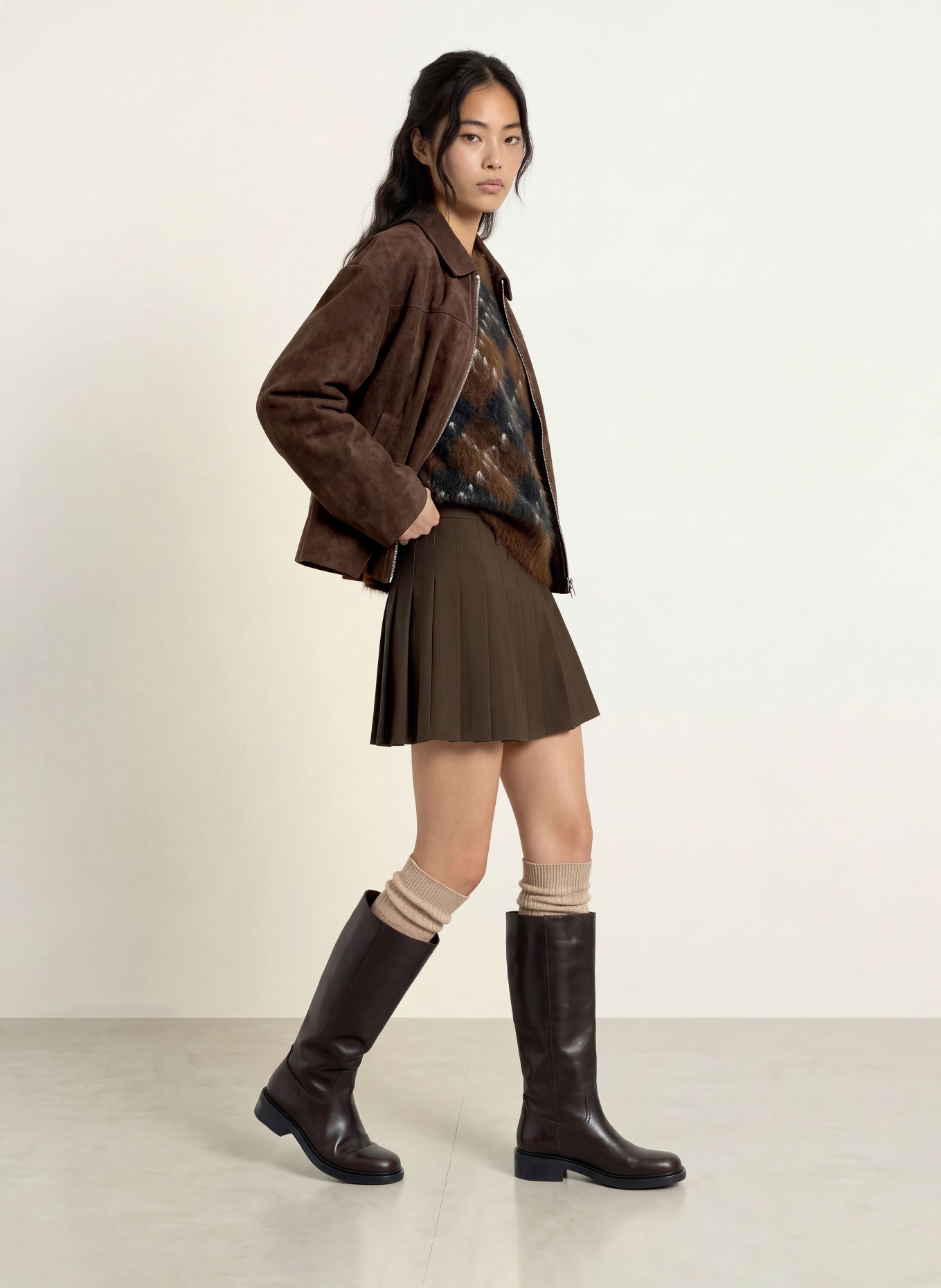 NEO NOIR TITAN Leather-Look Jacket: DARK BROWN
