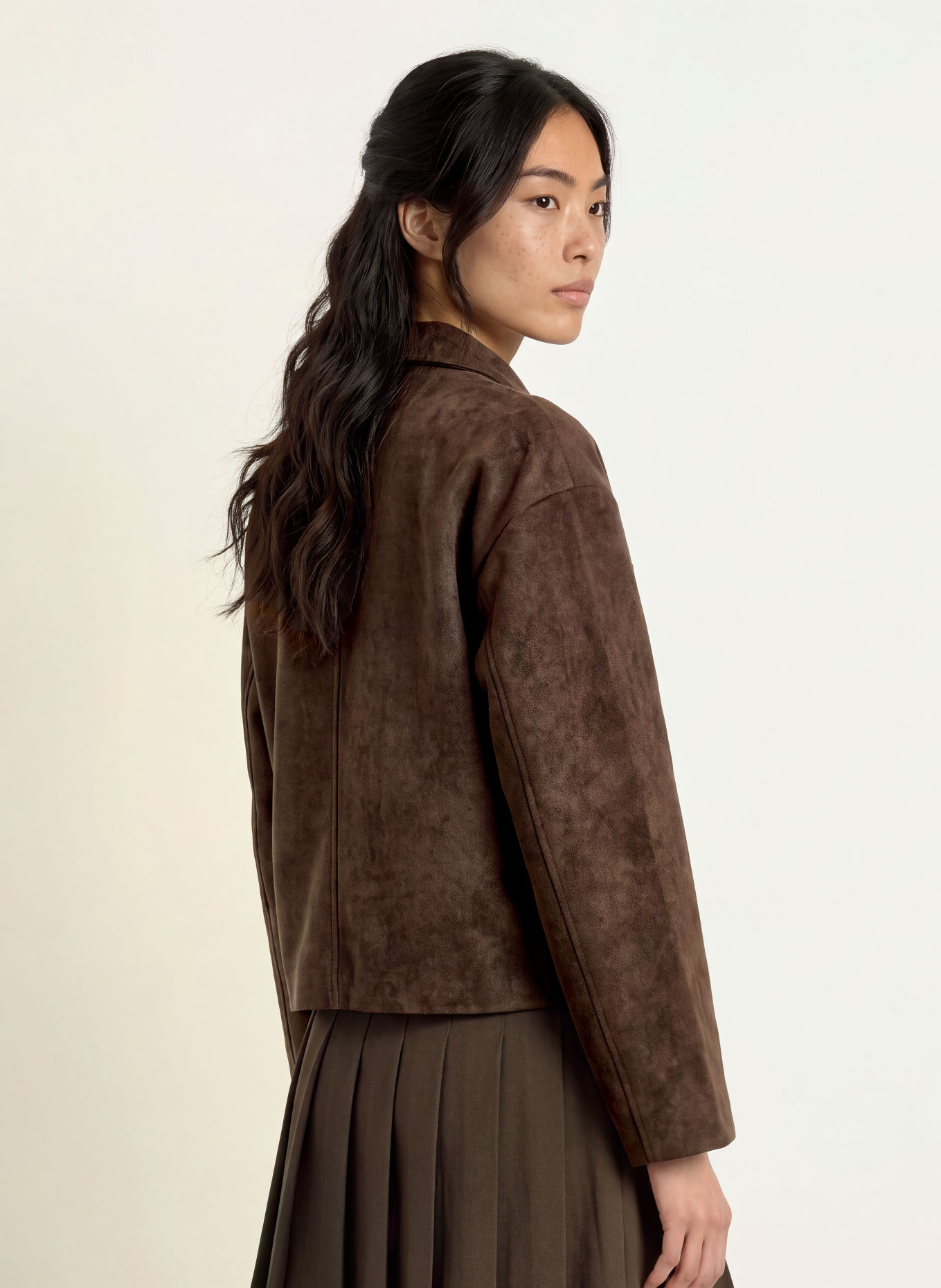 NEO NOIR TITAN Leather-Look Jacket: DARK BROWN