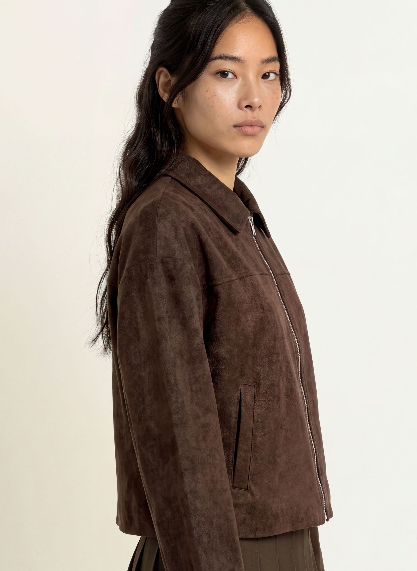 NEO NOIR TITAN Leather-Look Jacket: DARK BROWN