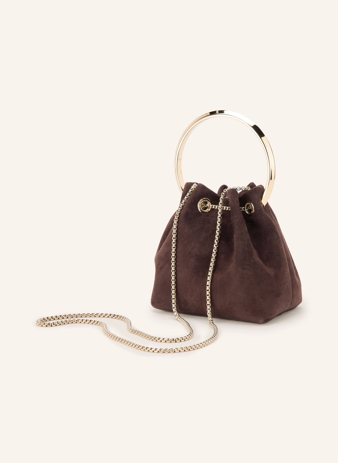 JIMMY CHOO Kabelka BON BON: TMAVĚ HNĚDÁ / ZLATÁ