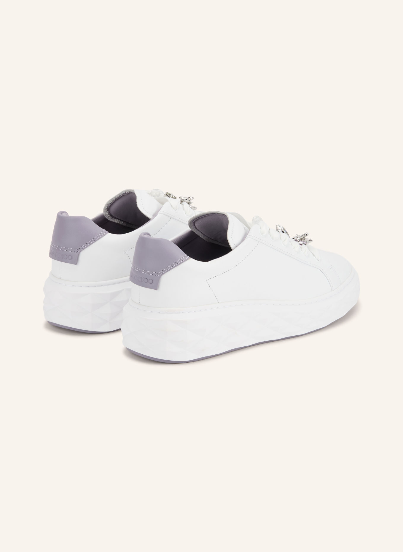JIMMY CHOO Sneakersy s ozdobnými kamínky: BÍLÁ / SVĚTLE FIALOVÁ