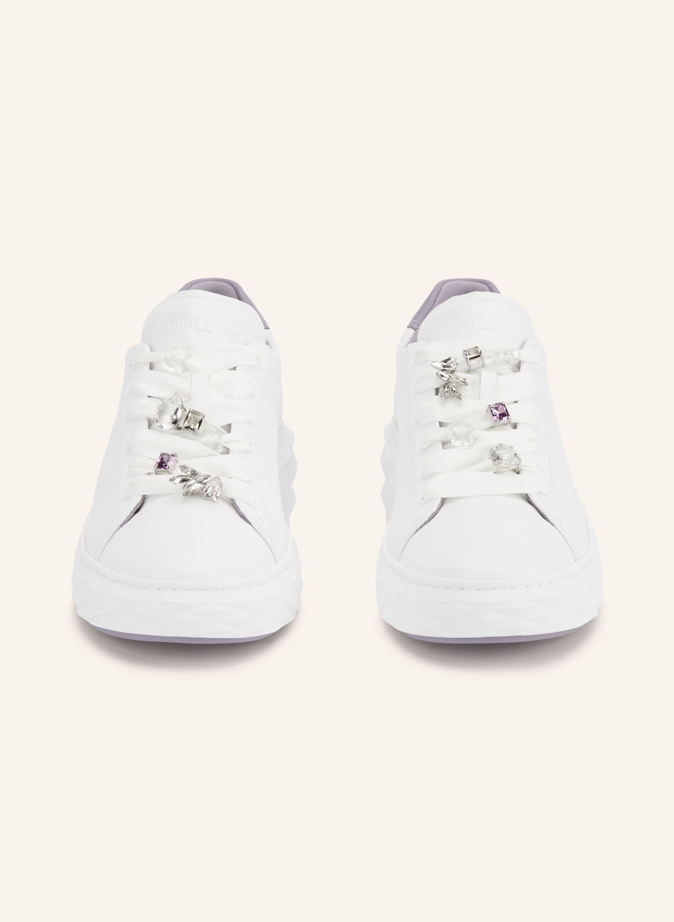 JIMMY CHOO Sneakersy s ozdobnými kamínky: BÍLÁ / SVĚTLE FIALOVÁ