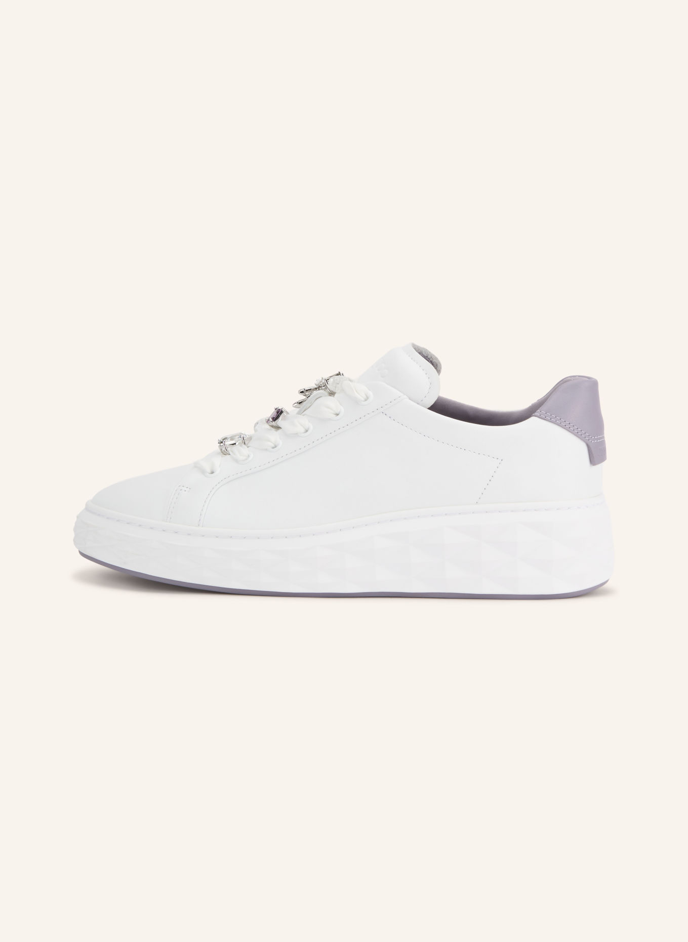JIMMY CHOO Sneakersy s ozdobnými kamínky: BÍLÁ / SVĚTLE FIALOVÁ