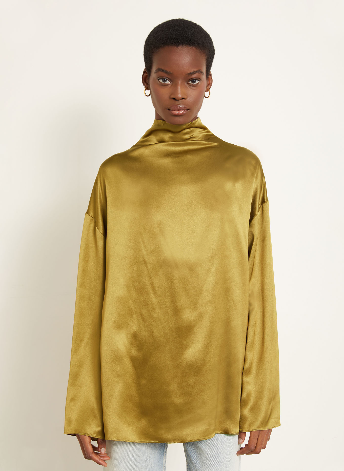 ARMARIUM Zijden blouseshirt GISELLA: OLIJF