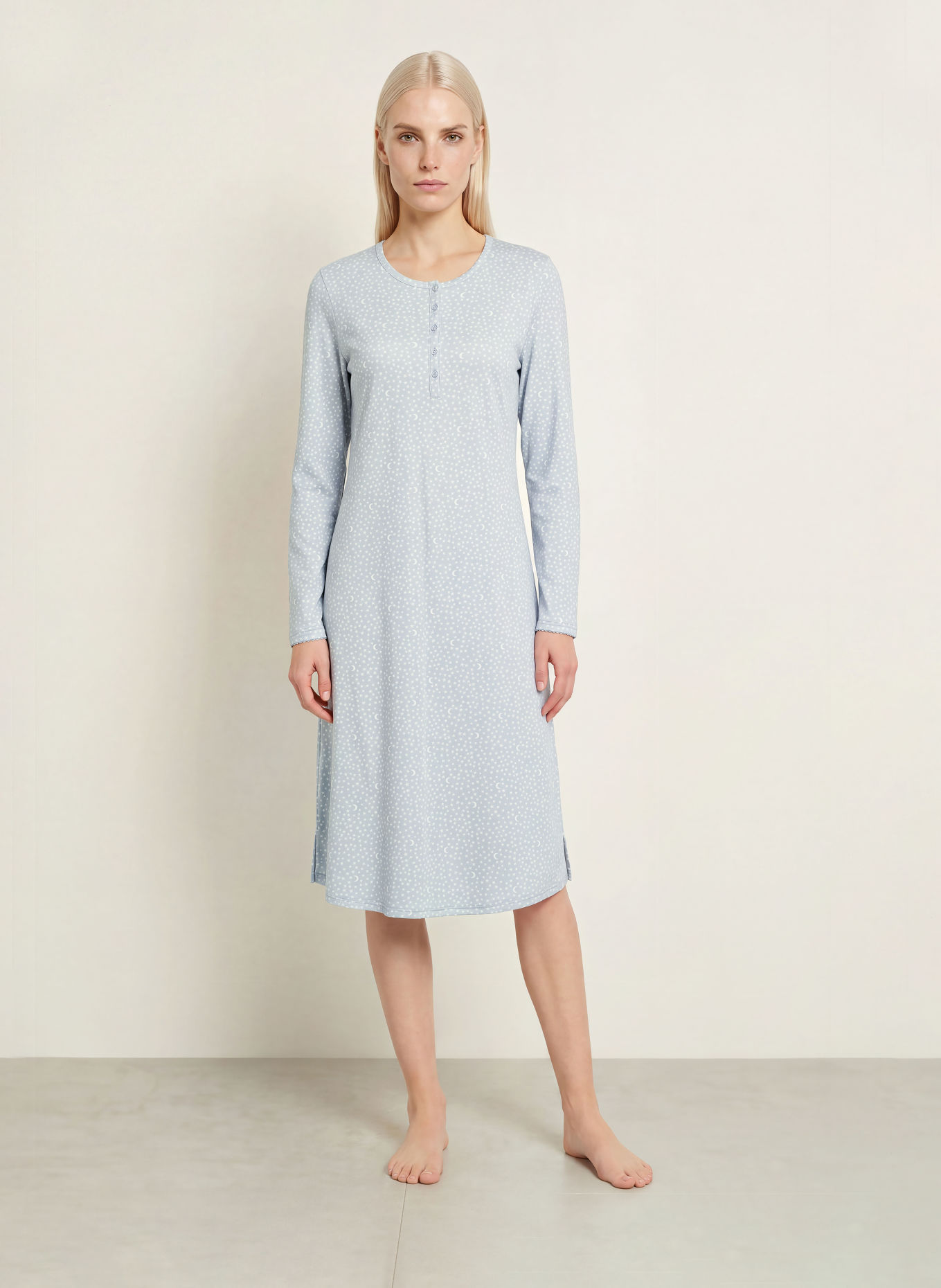 CALIDA Chemise de nuit MIDNIGHT DREAMS: BLEU CLAIR / BLANC