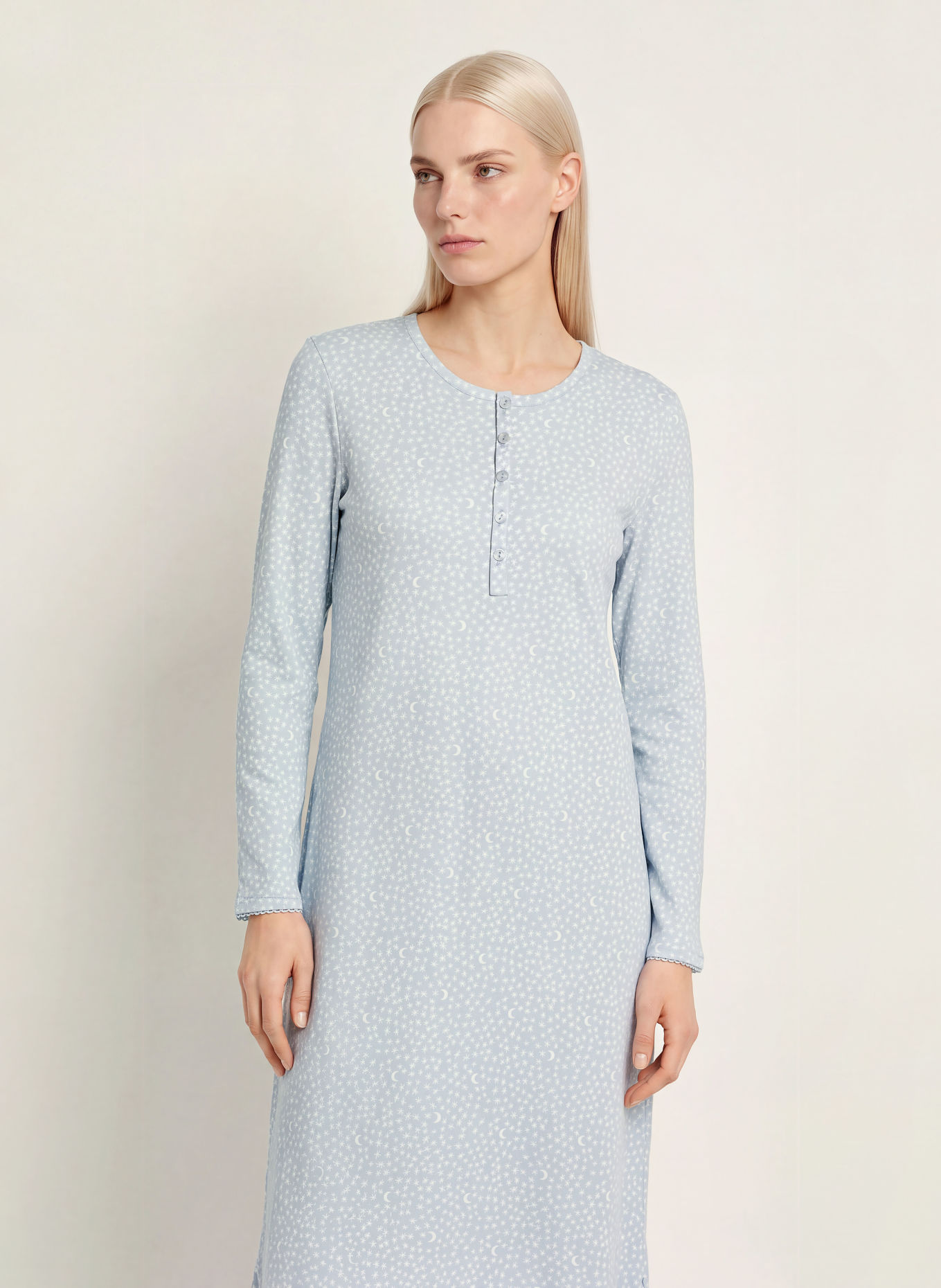 CALIDA Chemise de nuit MIDNIGHT DREAMS: BLEU CLAIR / BLANC