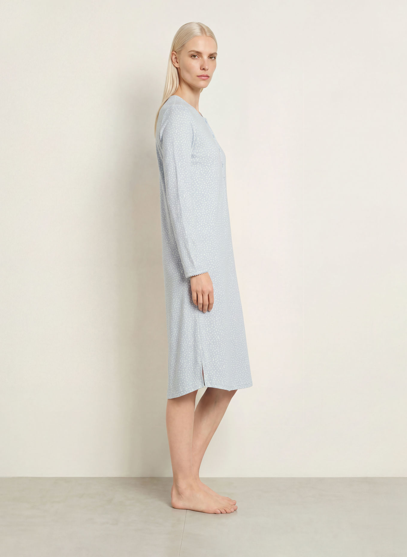 CALIDA Chemise de nuit MIDNIGHT DREAMS: BLEU CLAIR / BLANC