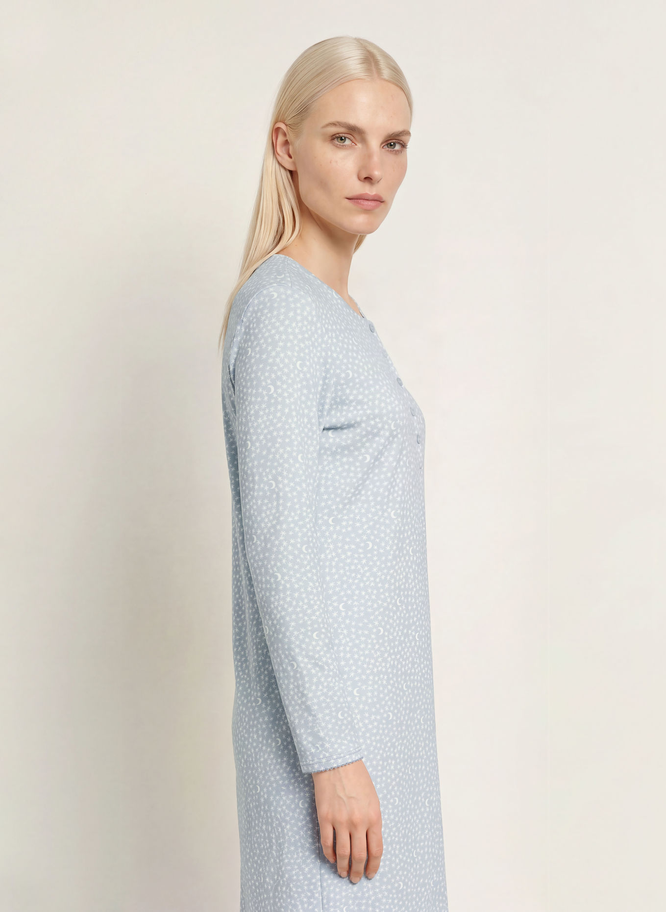 CALIDA Chemise de nuit MIDNIGHT DREAMS: BLEU CLAIR / BLANC