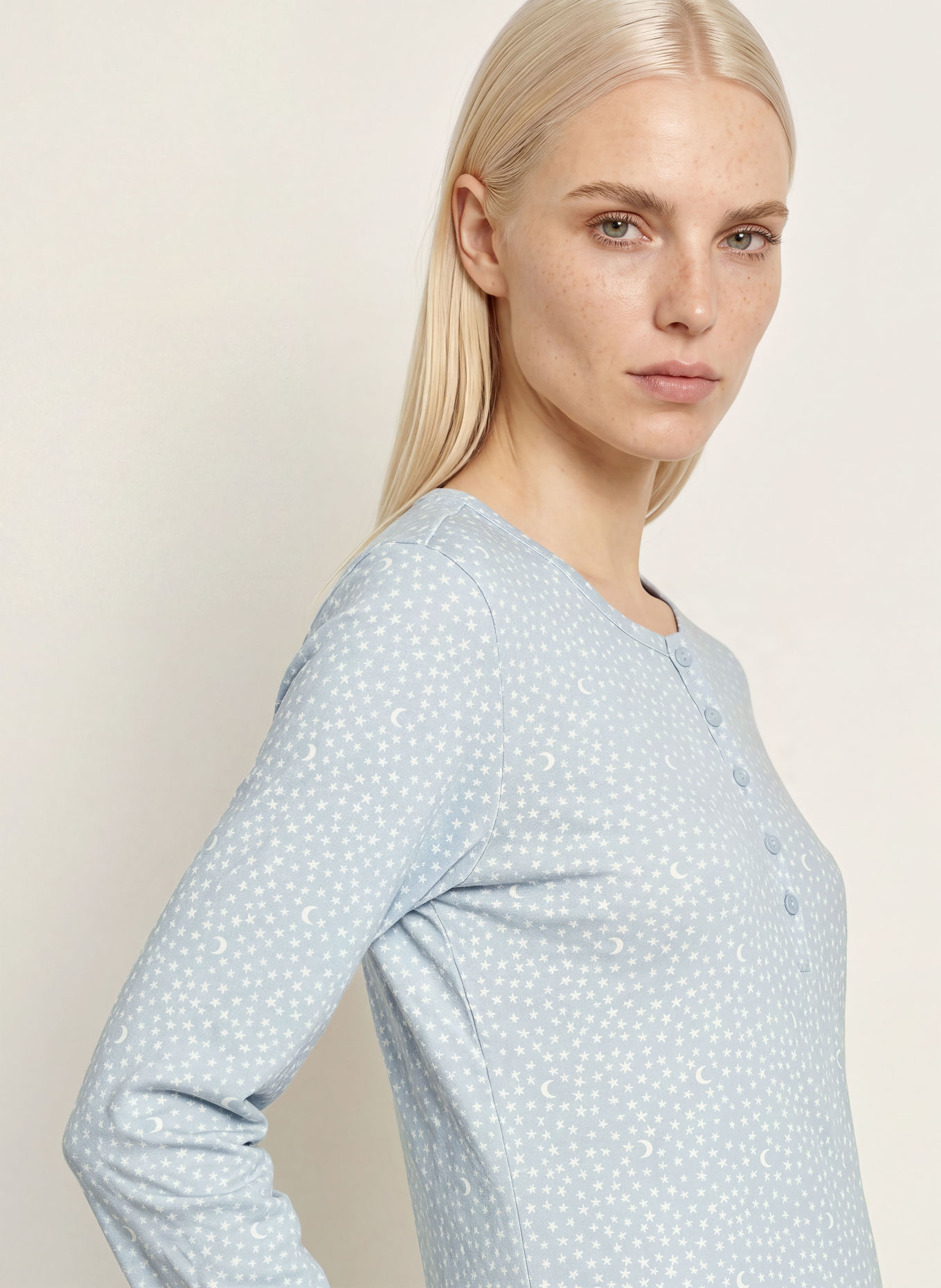 CALIDA Chemise de nuit MIDNIGHT DREAMS: BLEU CLAIR / BLANC