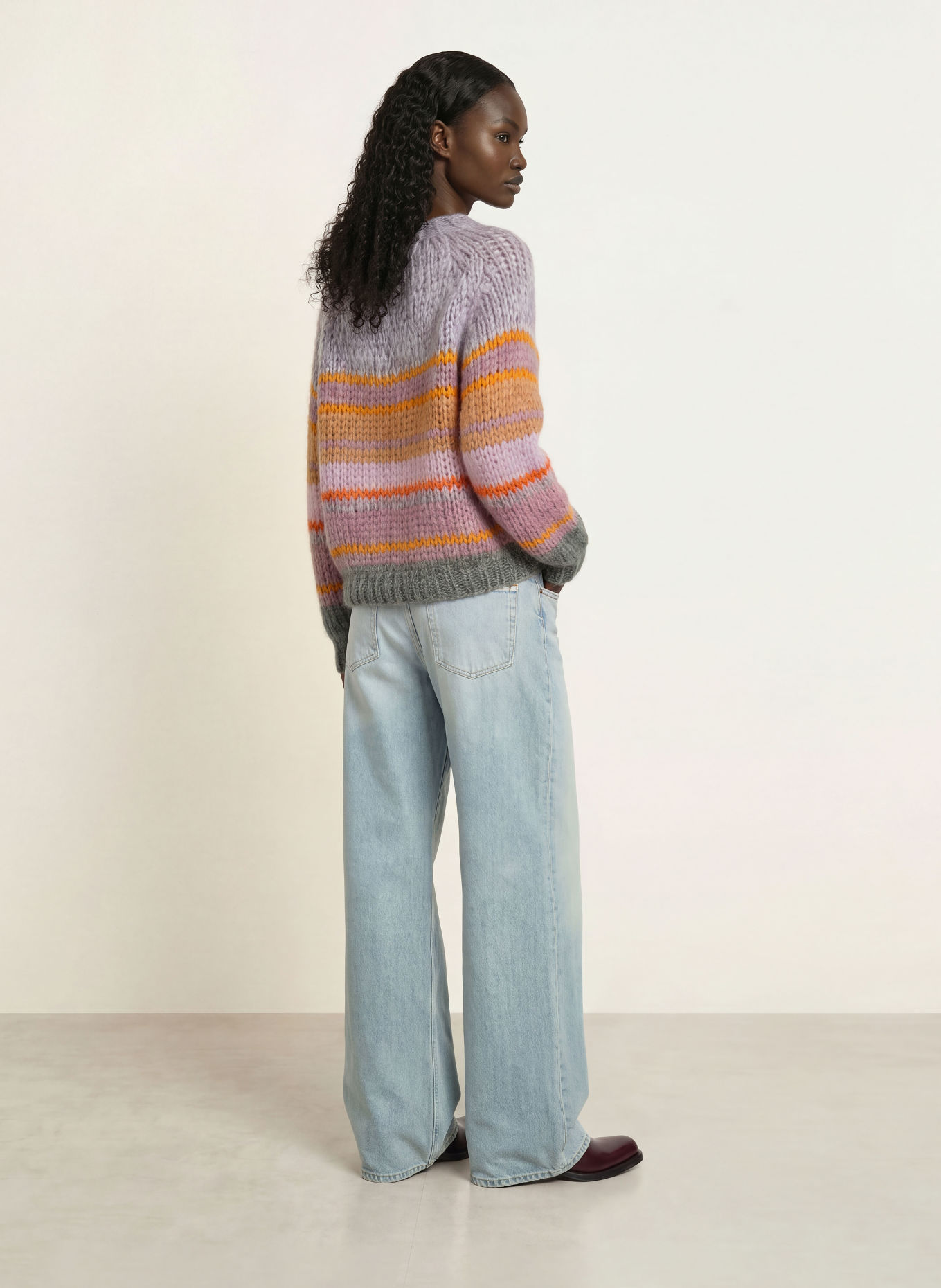 MAIAMI Pullover mit Mohair: HELLLILA / ORANGE / PETROL