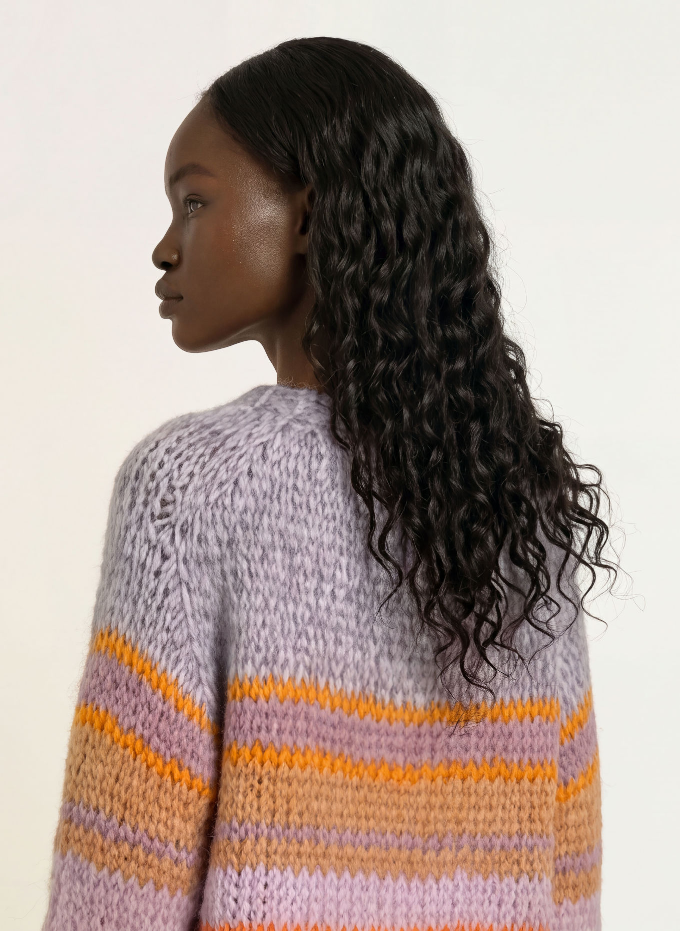 MAIAMI Pullover mit Mohair: HELLLILA / ORANGE / PETROL