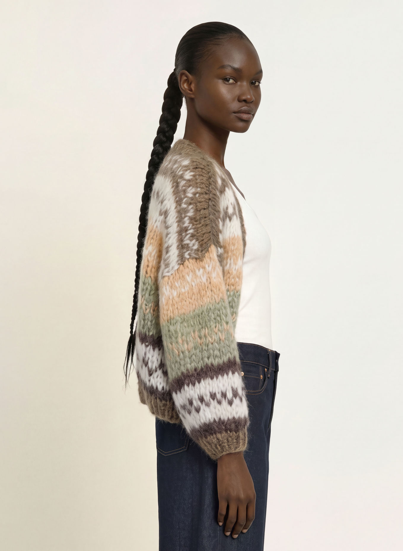 MAIAMI Strickhülle mit Mohair: HELLORANGE / BRAUN / WEISS