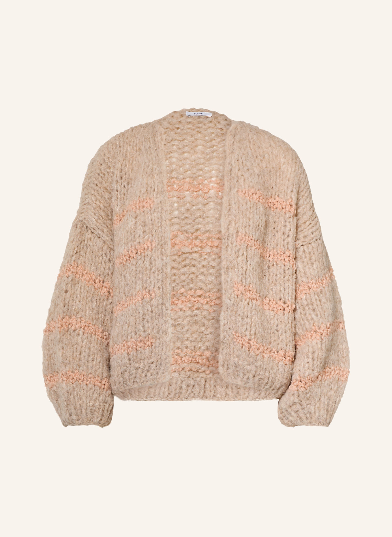 MAIAMI Gilet ouvert en maille avec de l'alpaga: BEIGE / ROSÉ