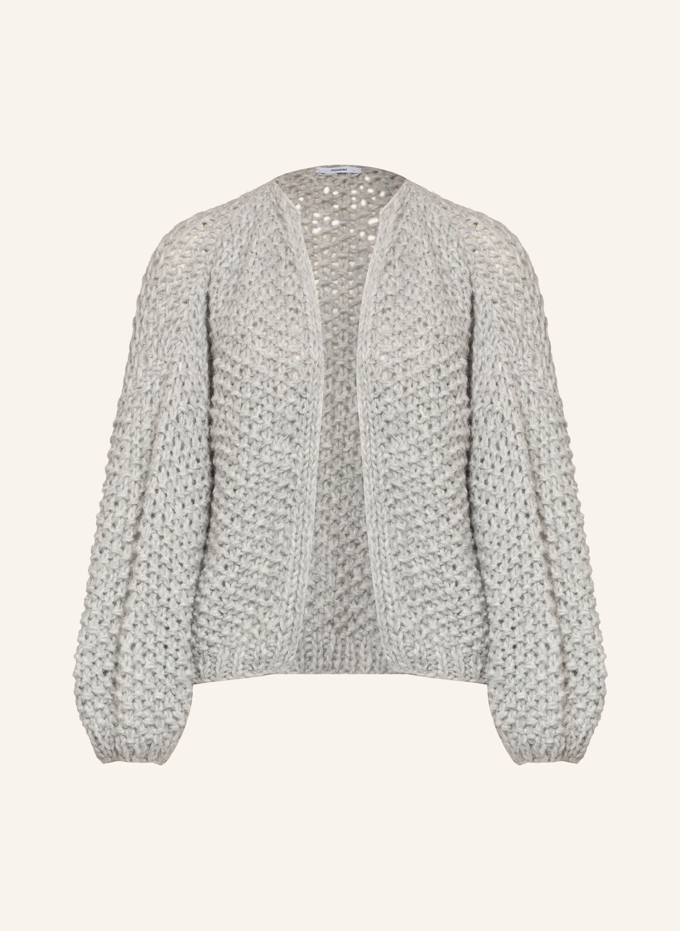 MAIAMI Gilet ouvert en maille avec de l'alpaga: GRIS