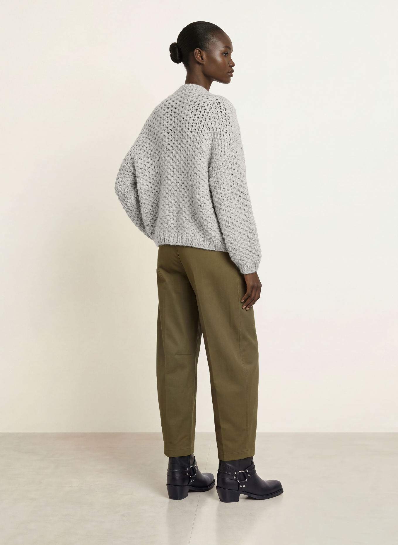 MAIAMI Gilet ouvert en maille avec de l'alpaga: GRIS