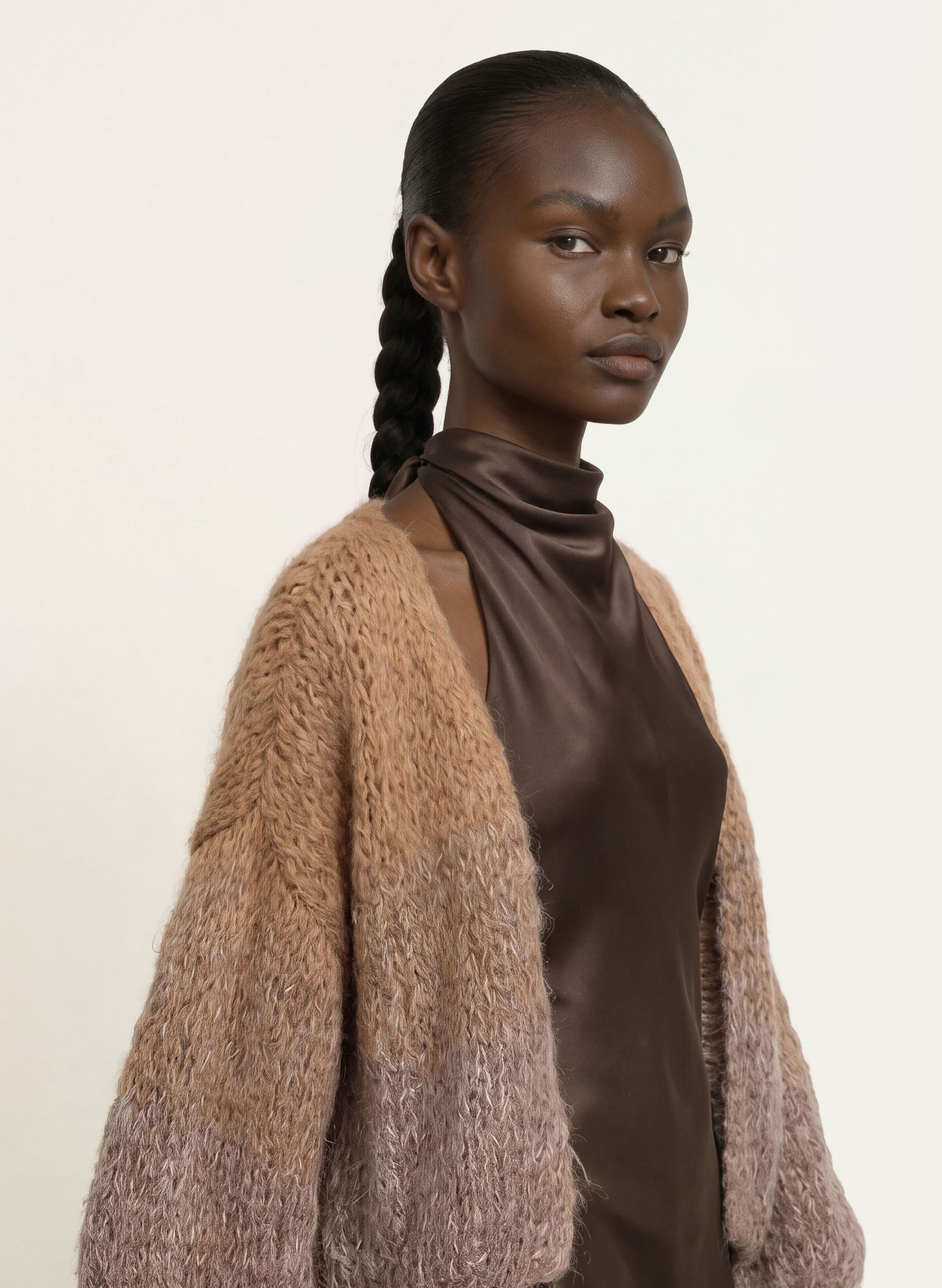 MAIAMI Gilet ouvert en maille avec de l'alpaga: CHAMEAU