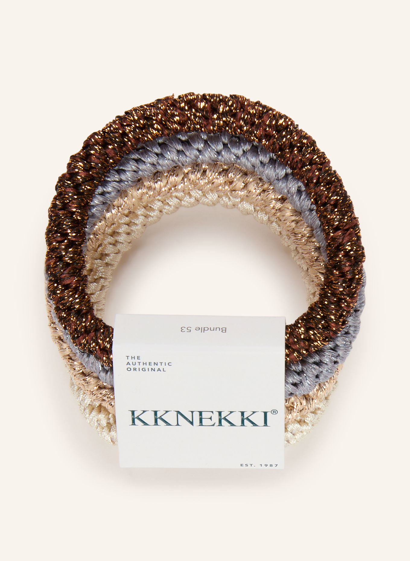 KKNEKKI Lot de 4 élastiques à cheveux: BEIGE / MARRON / BLEU CLAIR