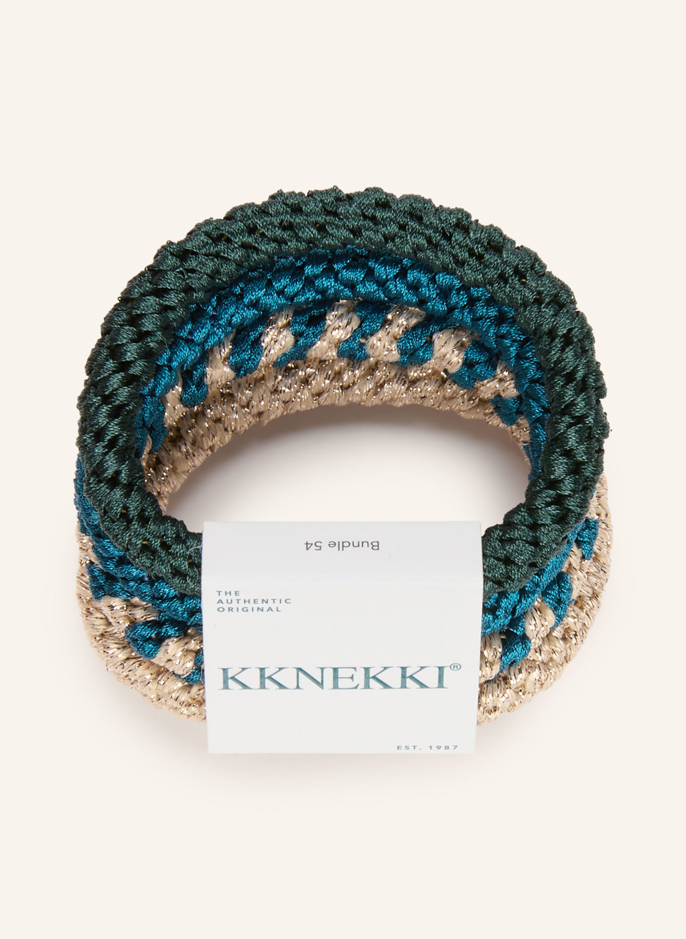 KKNEKKI Lot de 4 élastiques à cheveux: BLEU PÉTROLE / OR