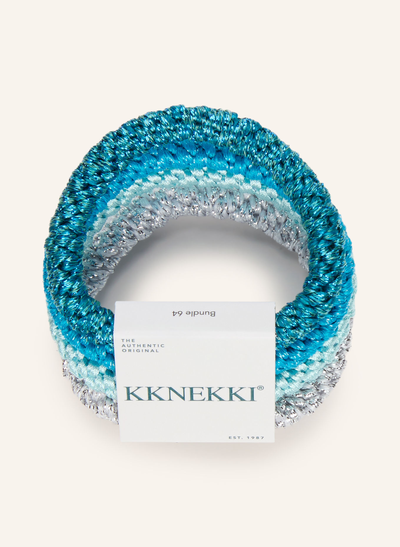 KKNEKKI Lot de 4 élastiques à cheveux: BLEU / ARGENT