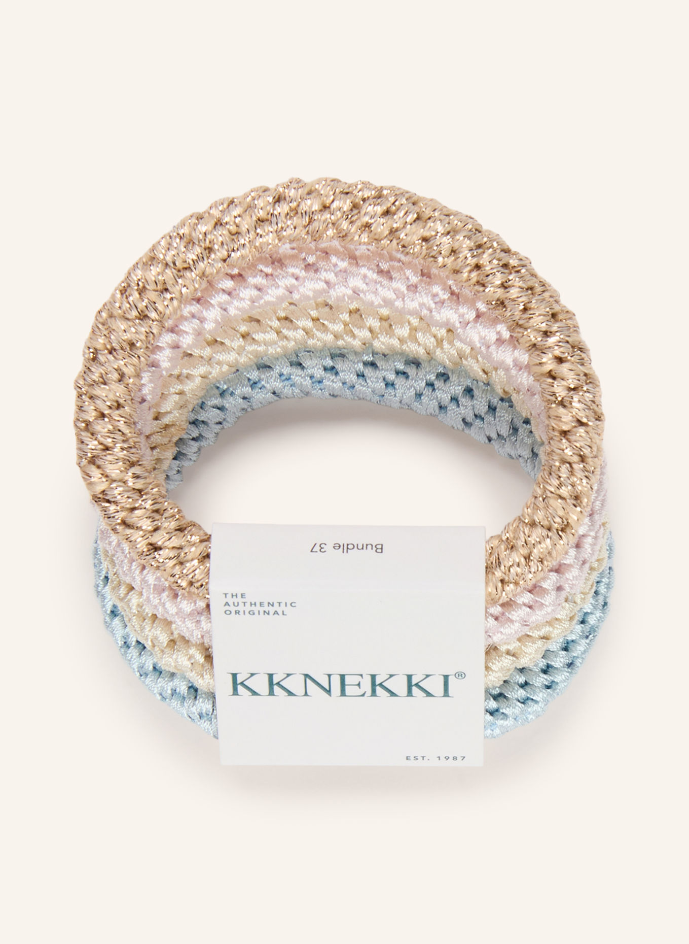 KKNEKKI 4er-Set Haargummis: GOLD / HELLROSA / HELLBLAU
