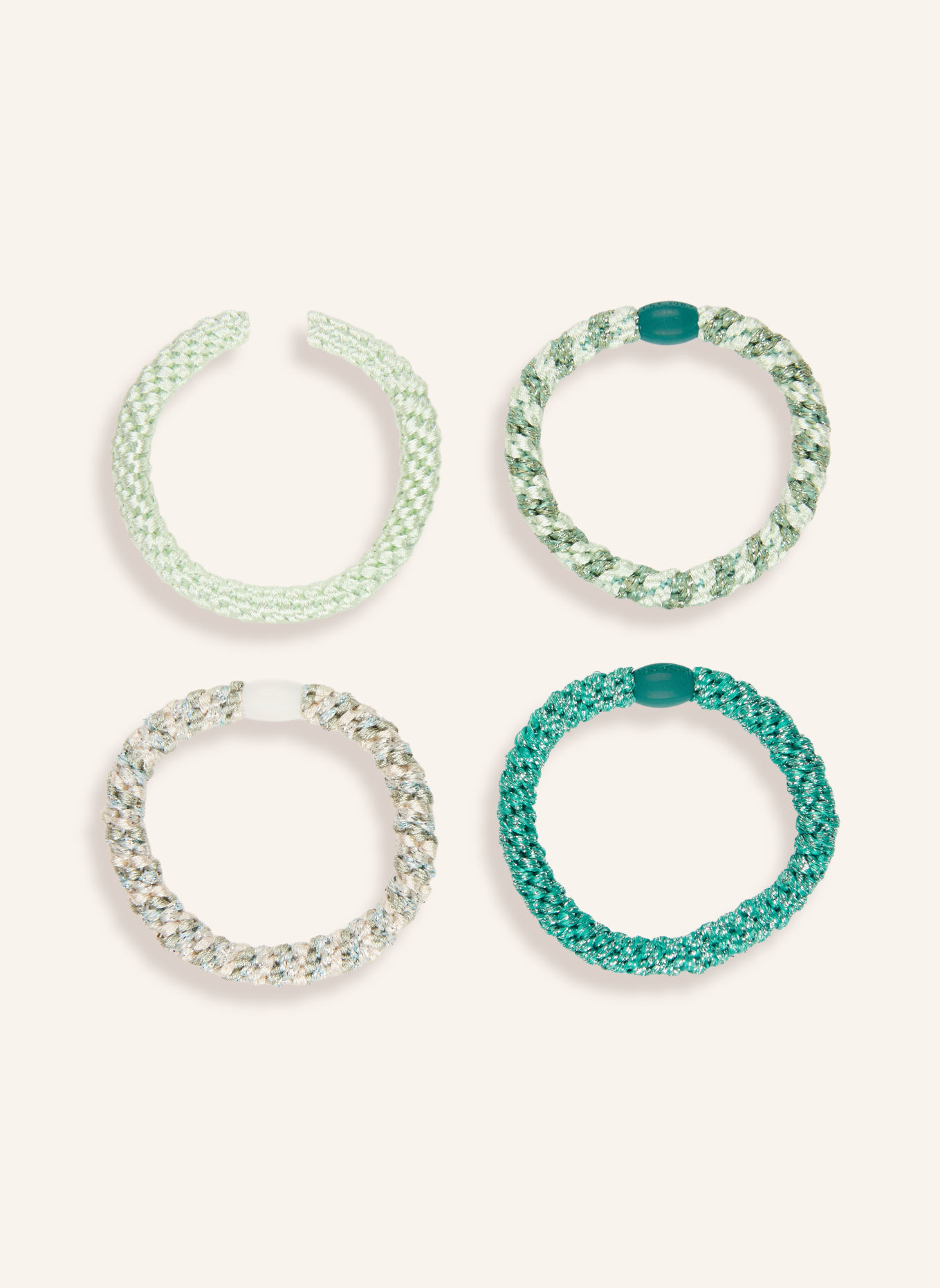 KKNEKKI Lot de 4 élastiques à cheveux: VERT / VERT CLAIR