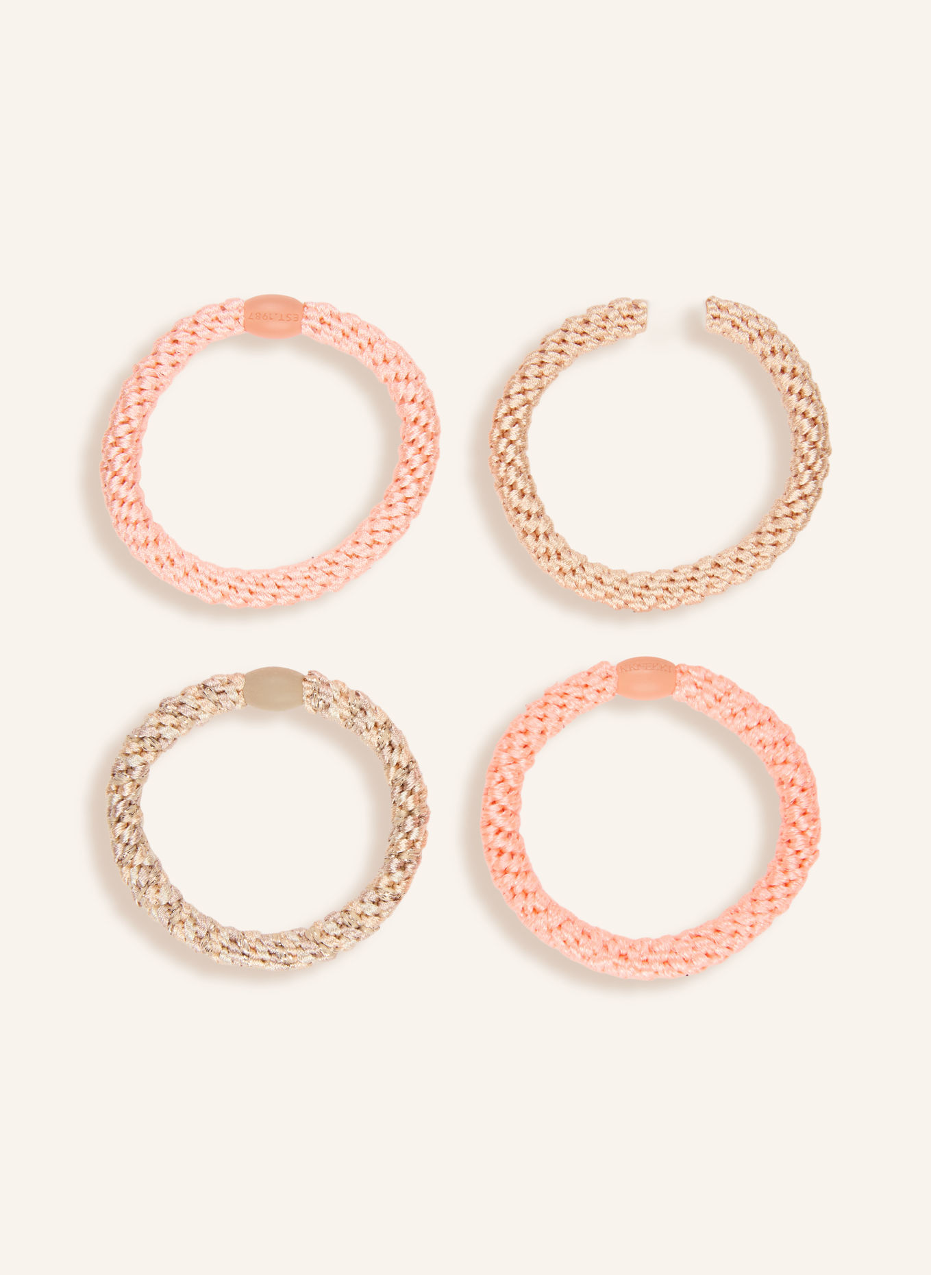 KKNEKKI Lot de 4 élastiques à cheveux: SAUMON / BEIGE