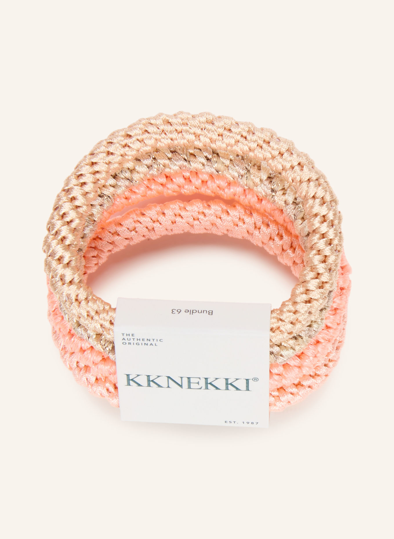 KKNEKKI Lot de 4 élastiques à cheveux: SAUMON / BEIGE