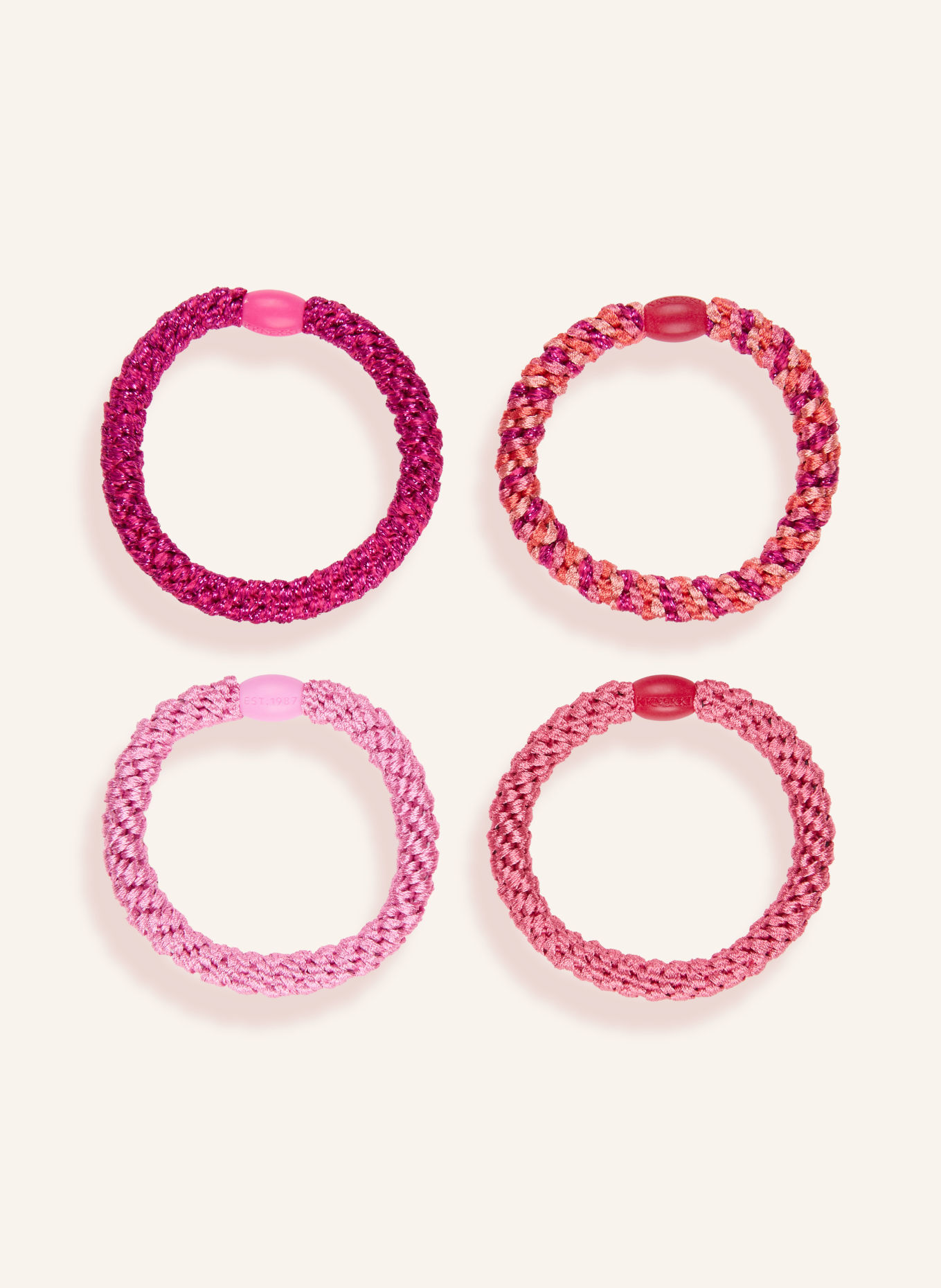 KKNEKKI Lot de 4 élastiques à cheveux: ROSE FUCHSIA / ROSE