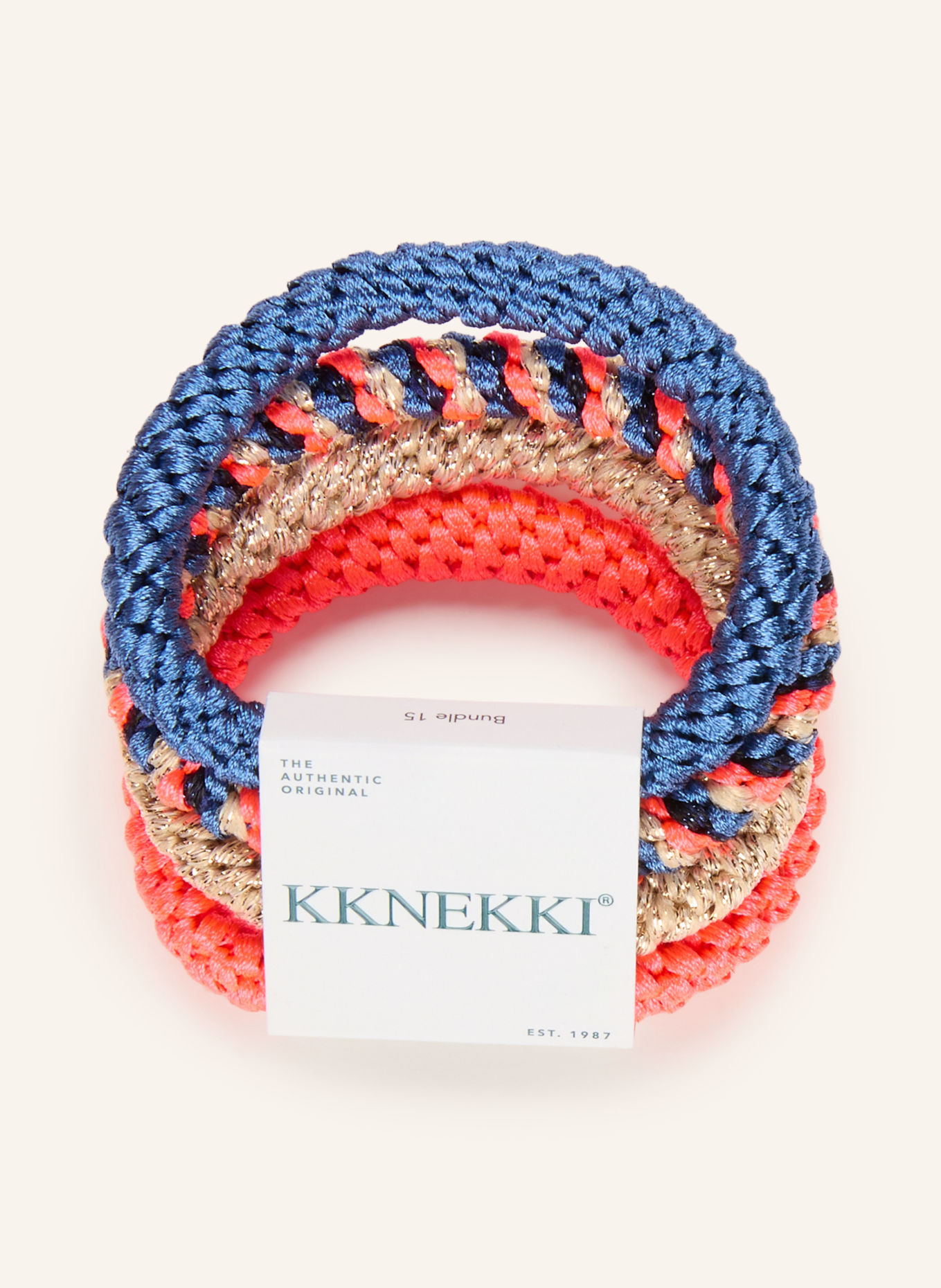 KKNEKKI 4er-Set Haargummis: NEONROT / GOLD / BLAU