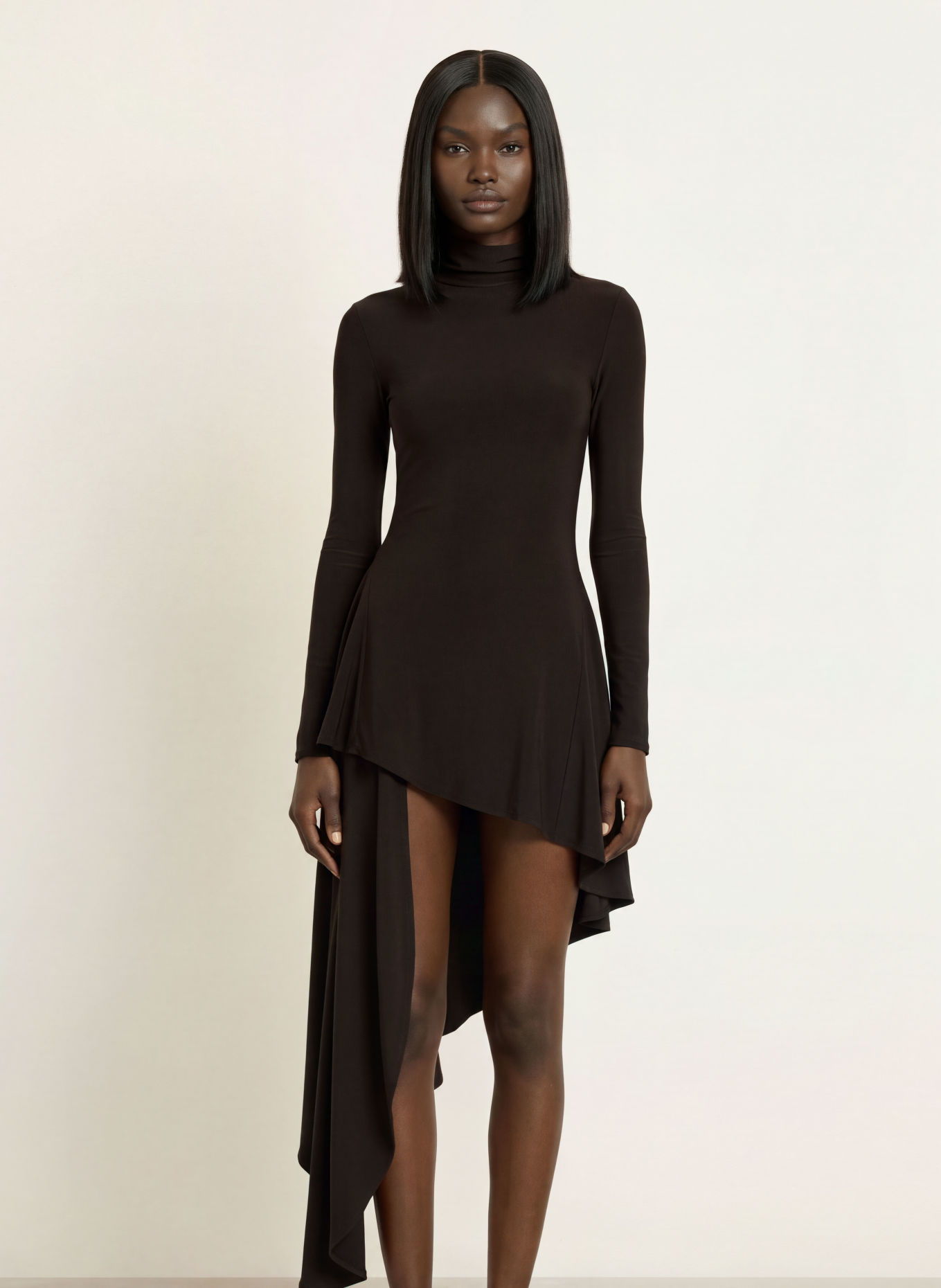 ARAKII Jerseyjurk: MARRON FONCÉ