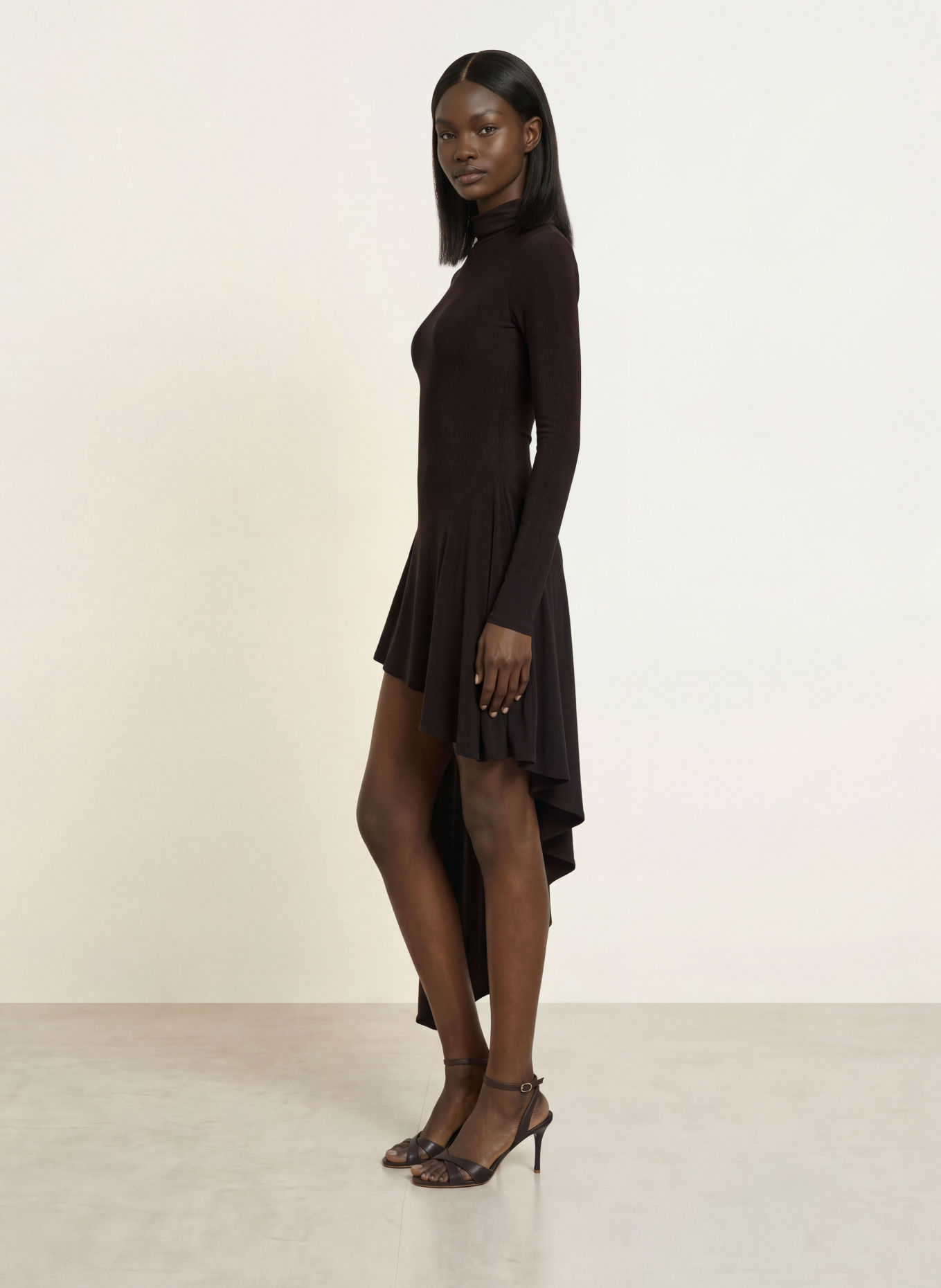 ARAKII Jerseyjurk: MARRON FONCÉ