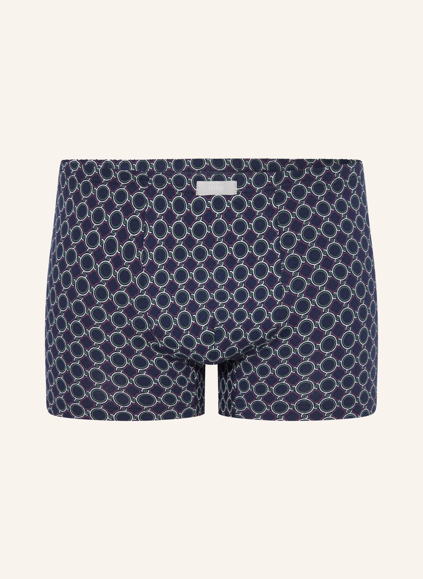 mey Boxer shorts, SLEEK CIRCLES Series: DARK BLUE / DARK RED / KHAKI