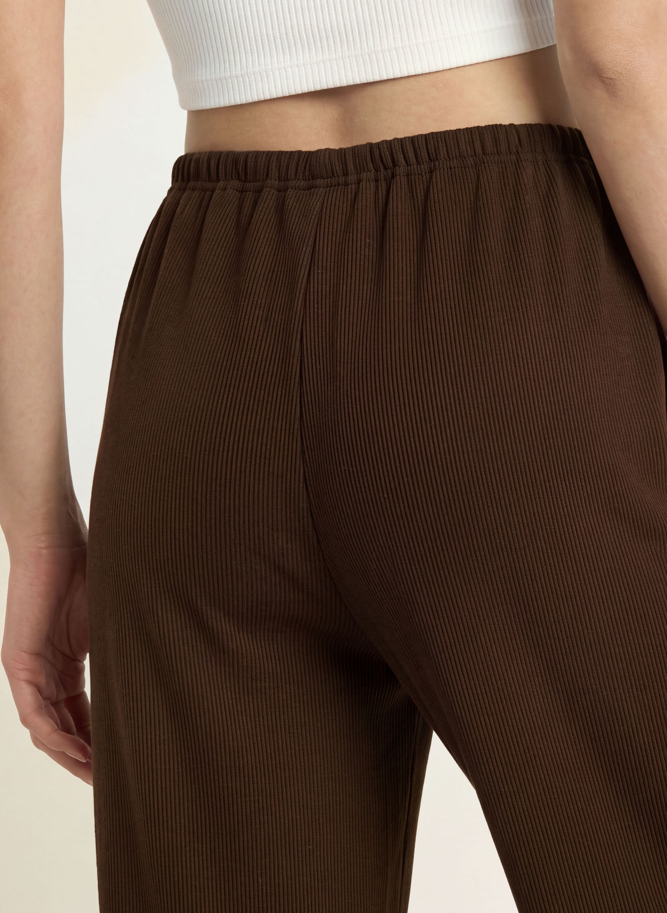 NINETY-9 EASE Jersey Wide-leg trousers: DARK BROWN