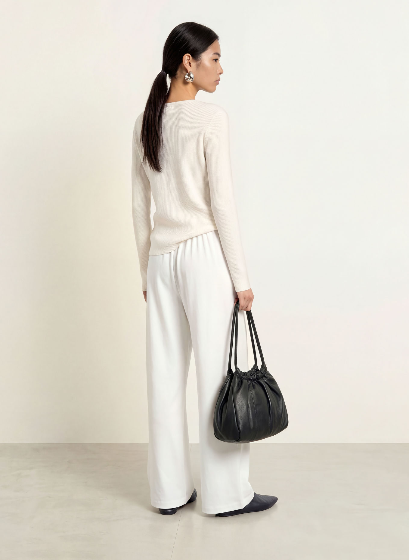 NINETY-9 MELLOW Jersey Trousers: WHITE