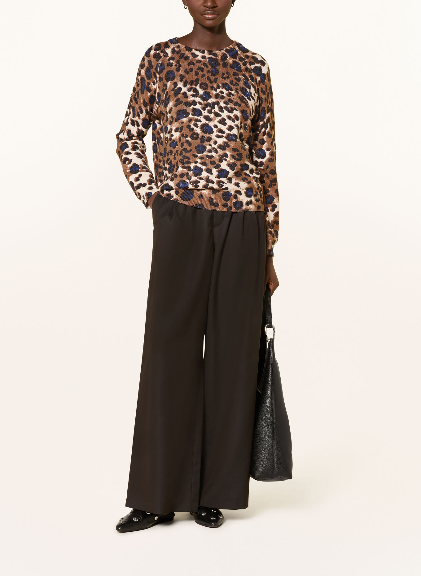 monari Sweater with gemstones: BROWN / DARK BLUE / BLACK