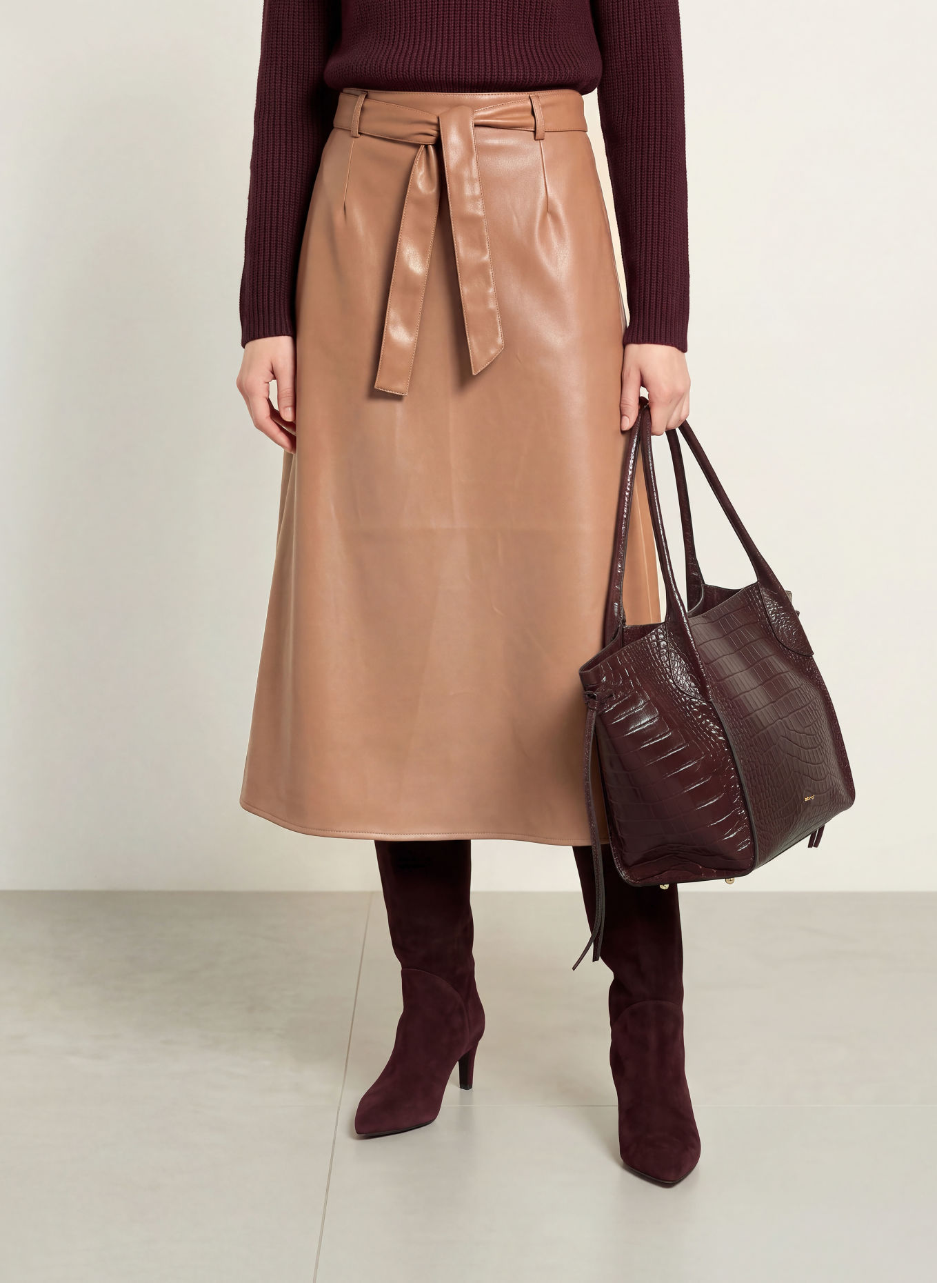 monari Faux-leather skirt: BROWN
