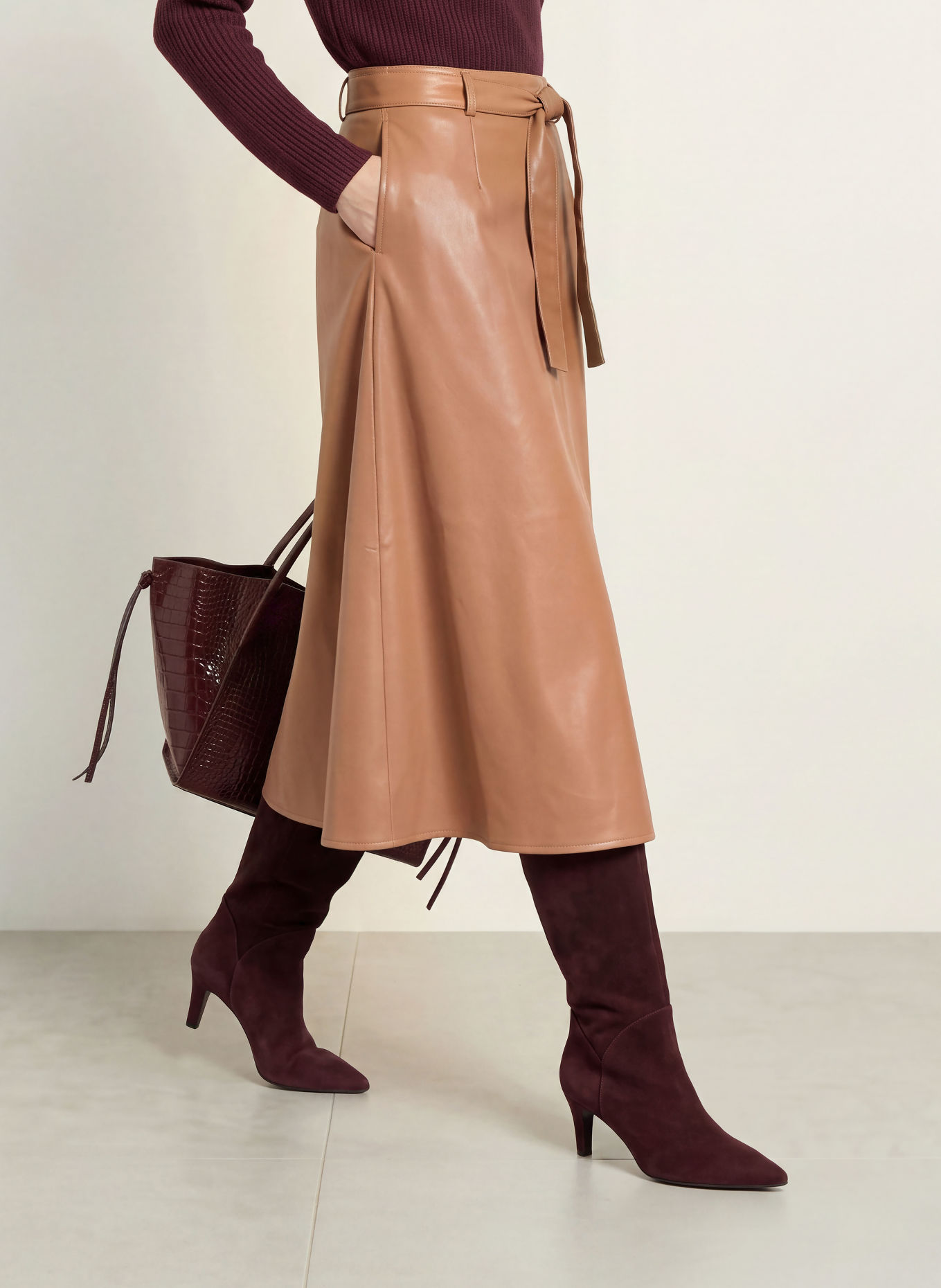 monari Faux-leather skirt: BROWN