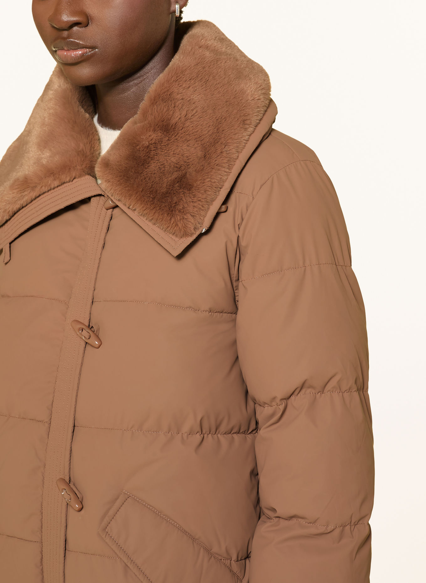 monari Veste matelassée avec col en fausse fourrure amovible: MARRON CLAIR