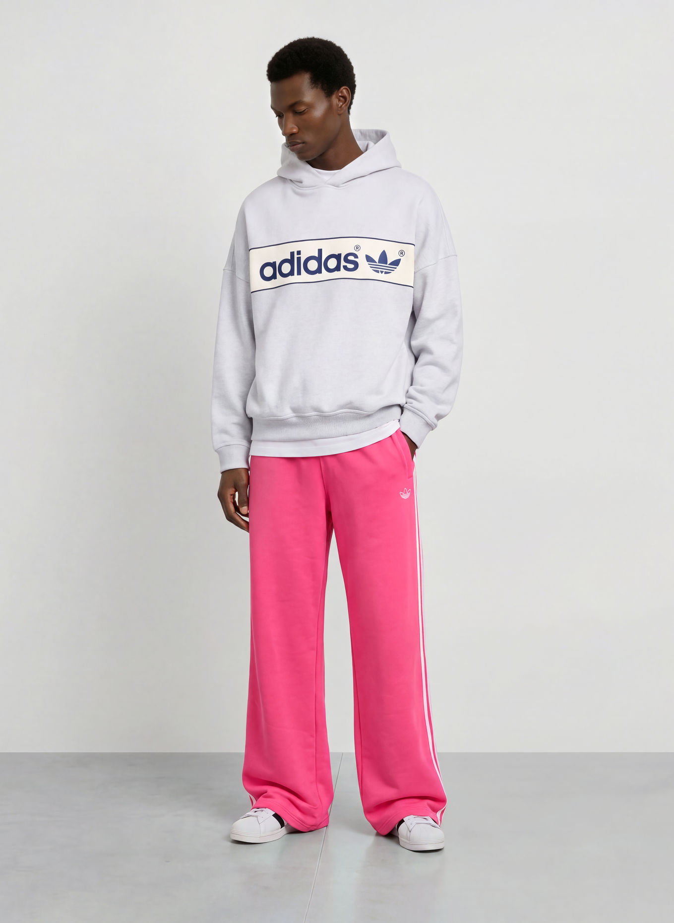 adidas Originals ADISIGNATURE 3 STRIPES Sweatpants with braided stripes: PINK / WHITE