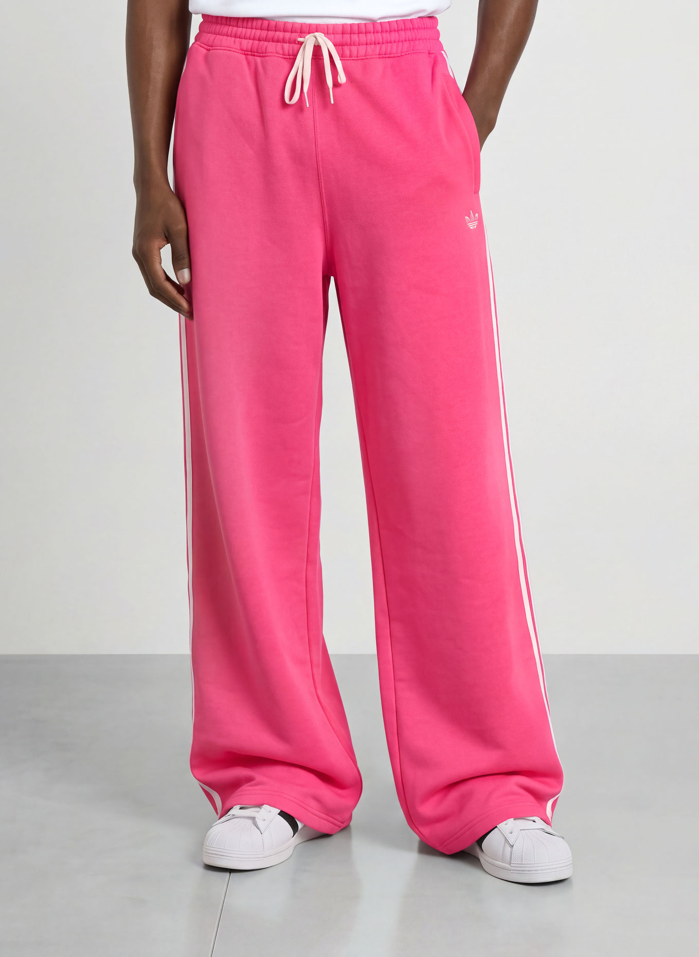 adidas Originals ADISIGNATURE 3 STRIPES Sweatpants with braided stripes: PINK / WHITE