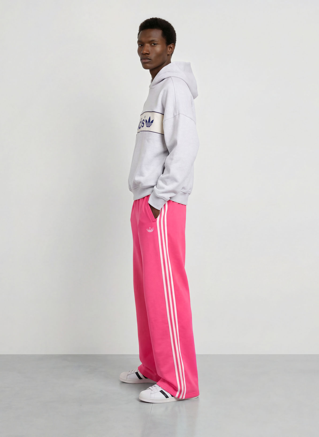 adidas Originals ADISIGNATURE 3 STRIPES Sweatpants with braided stripes: PINK / WHITE