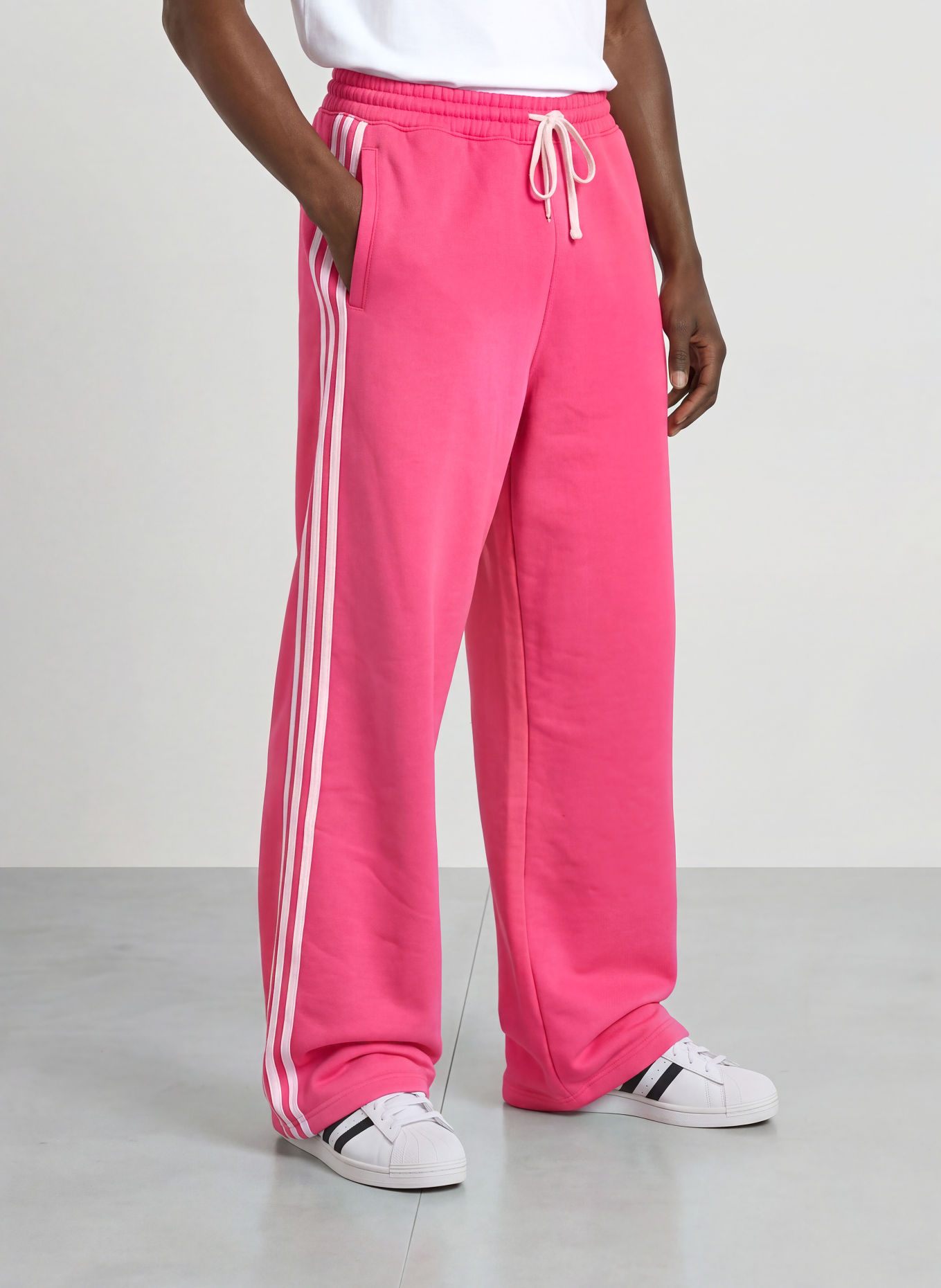 adidas Originals ADISIGNATURE 3 STRIPES Sweatpants with braided stripes: PINK / WHITE