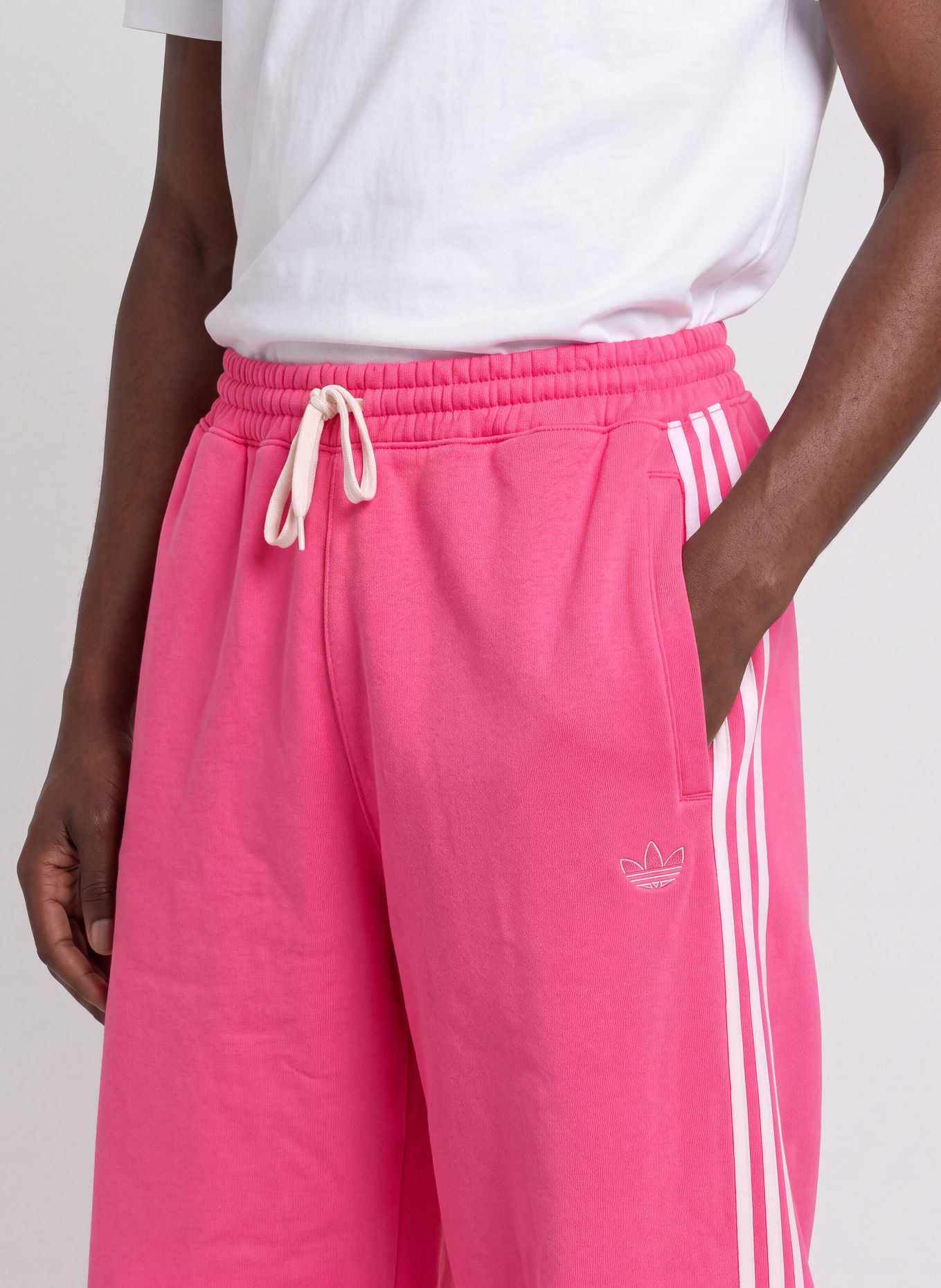 adidas Originals ADISIGNATURE 3 STRIPES Sweatpants with braided stripes: PINK / WHITE